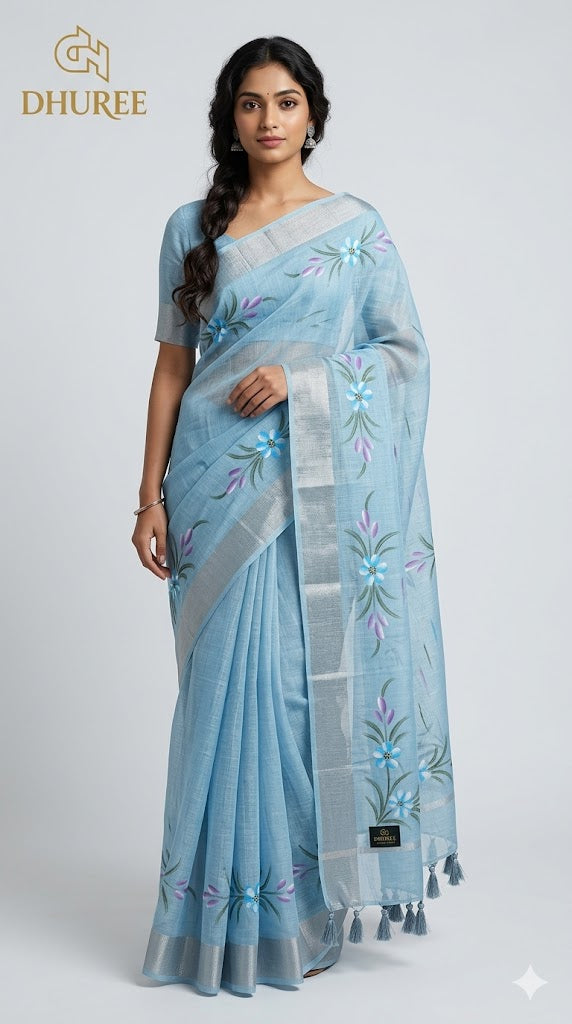 DHUREE COTTON LINEN SAREE.