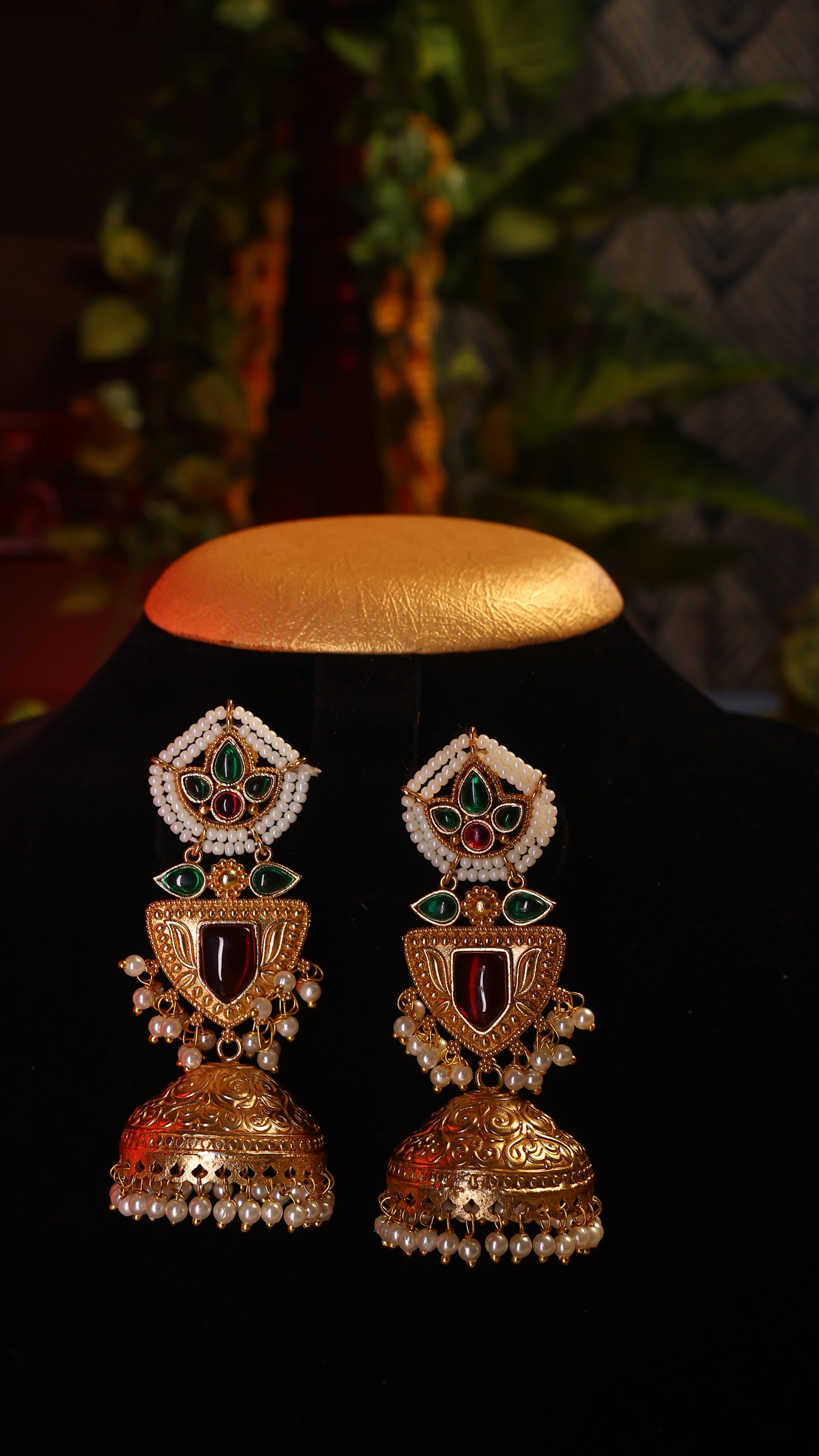 Women's Traditional Oxidized Gold Jhumkas