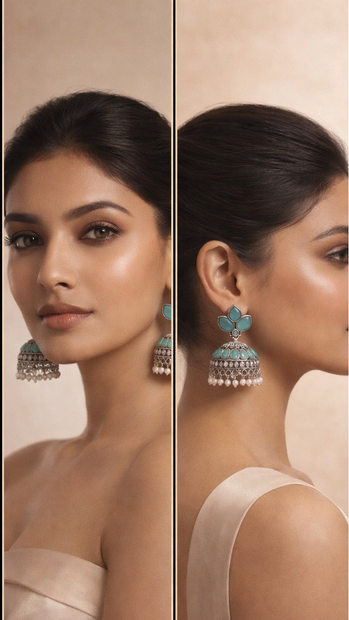 Silver Jhumka Earrings