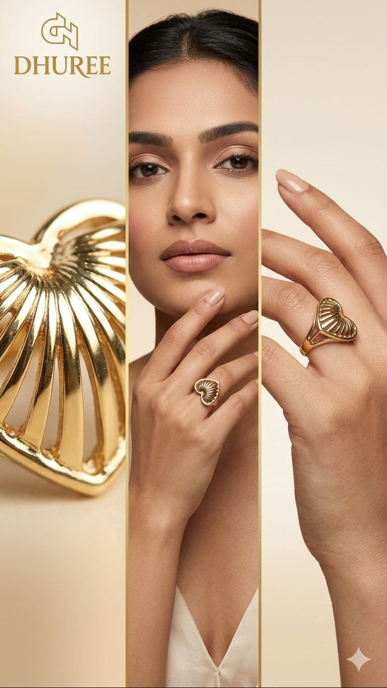 Artklim Gold Plated Elegant Adjustable Ring for Women