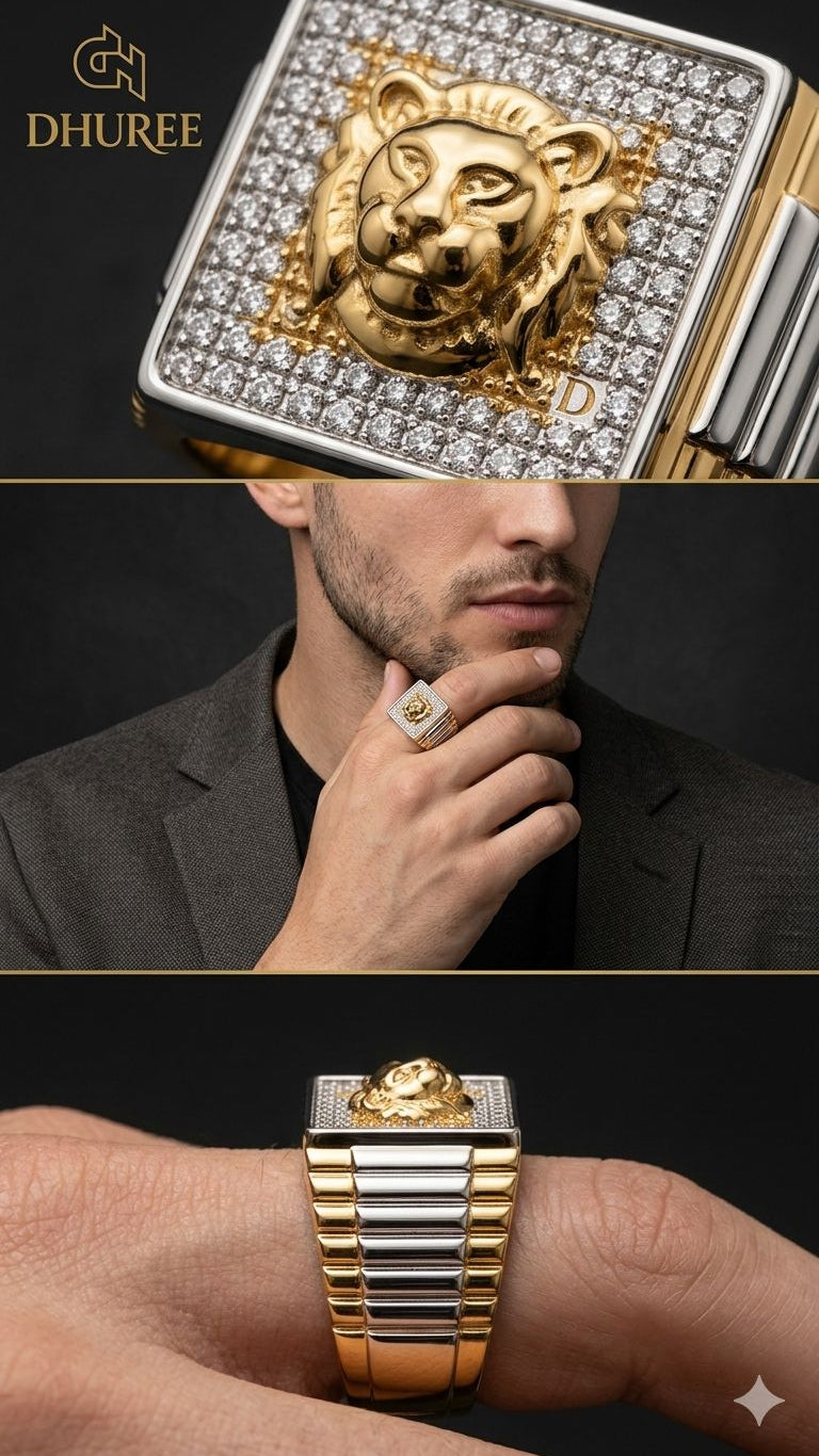 Golden Square in Rectangle Ring For Him