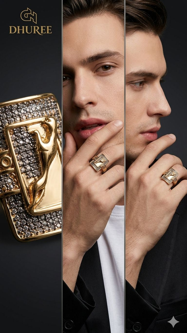Golden Zircon Glory Ring For Him