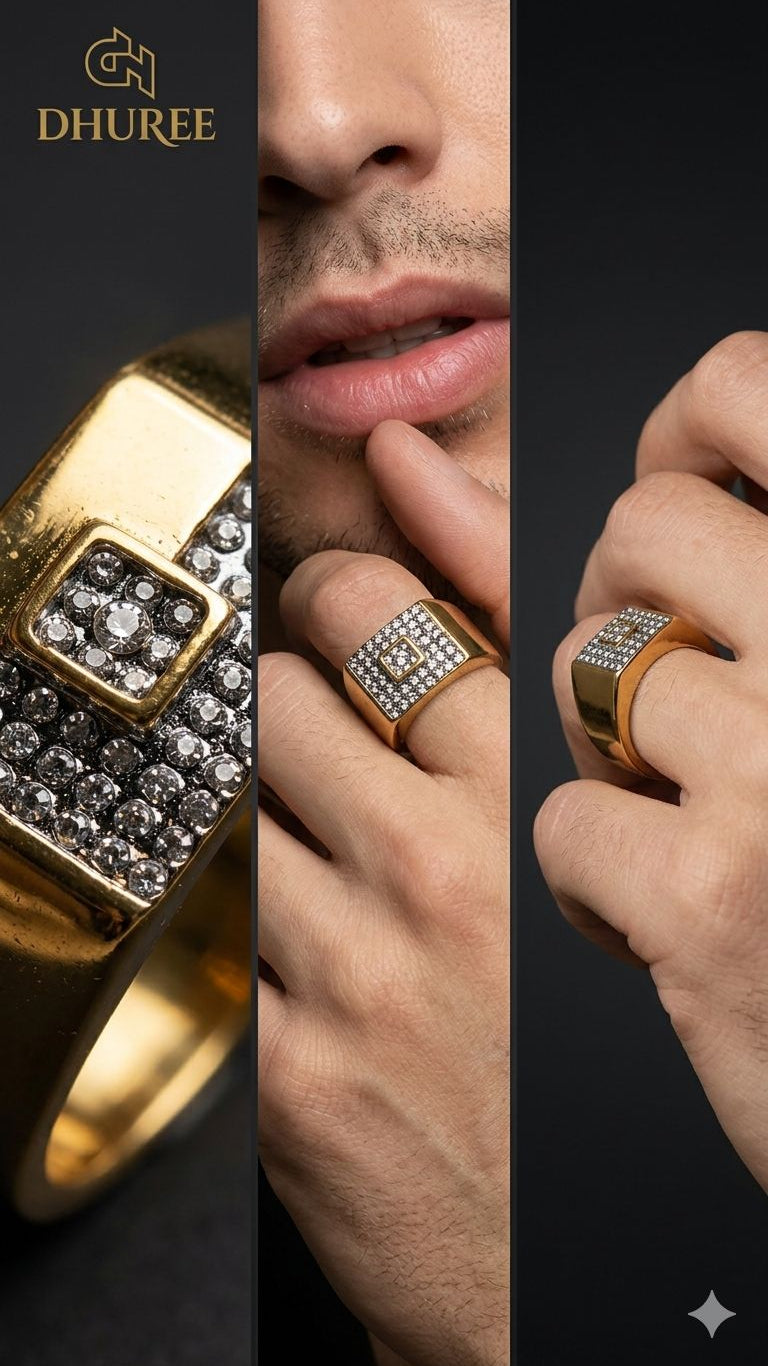 Golden Square in Rectangle Ring For Him