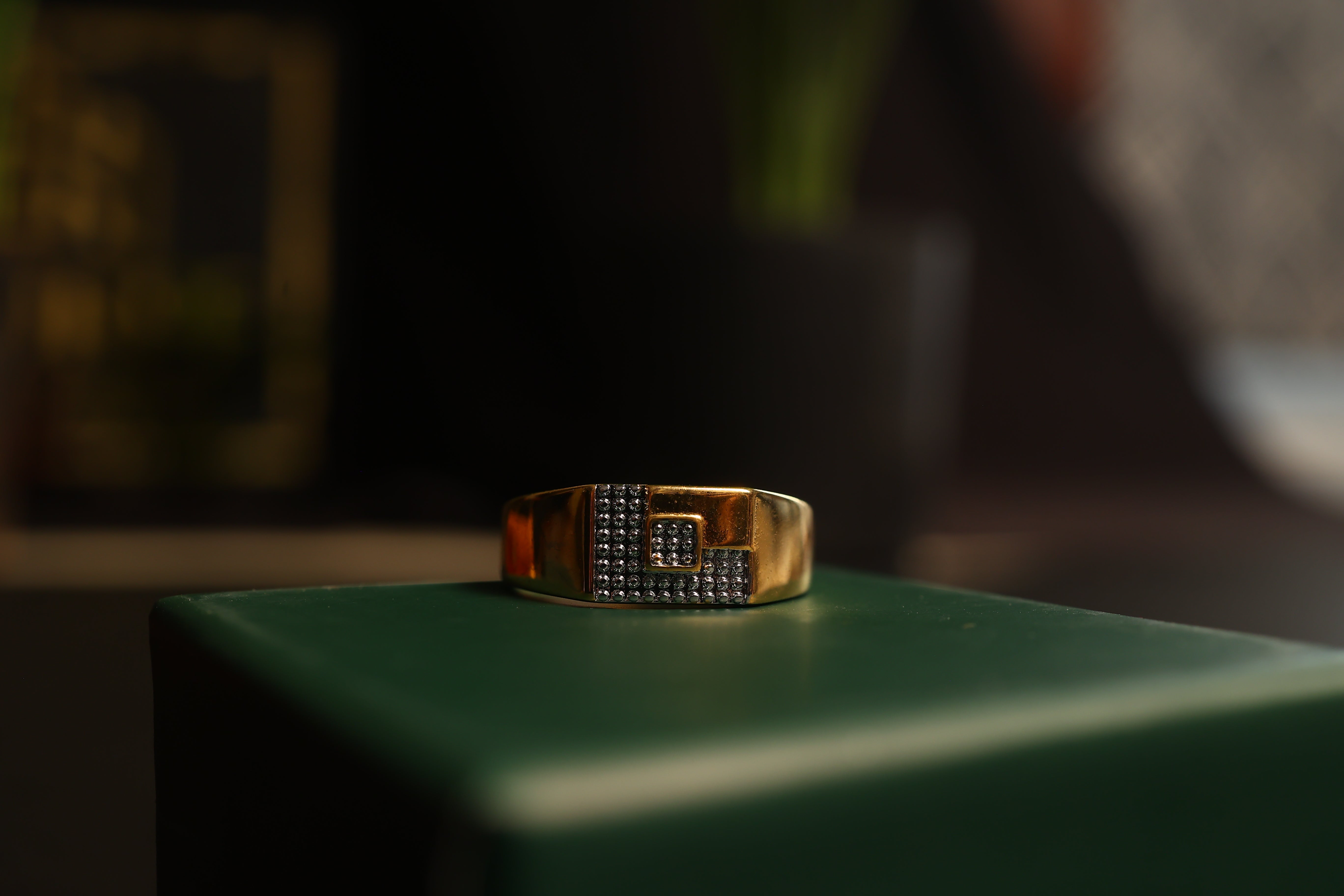 Golden Square in Rectangle Ring For Him
