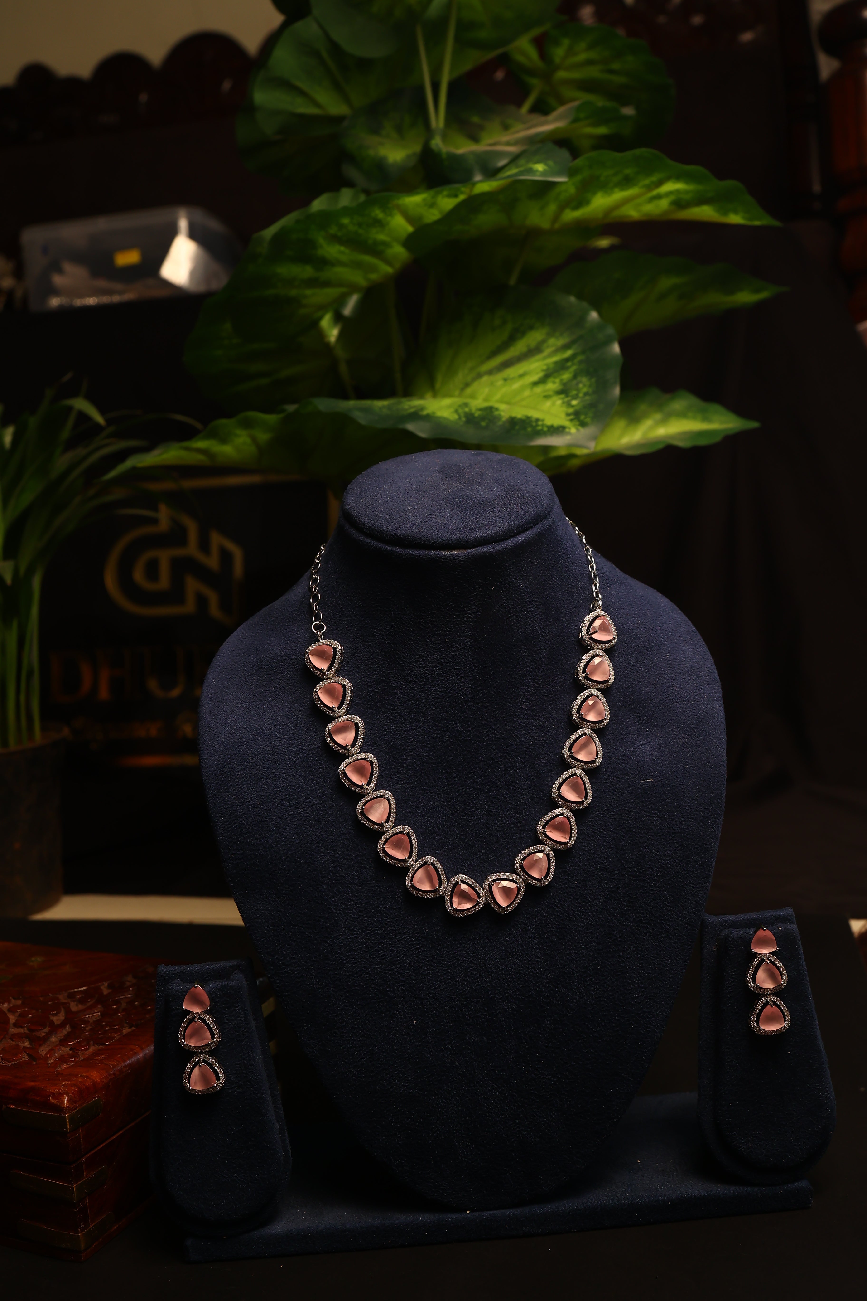 Vibrant Diamond AD Necklace with Earrings