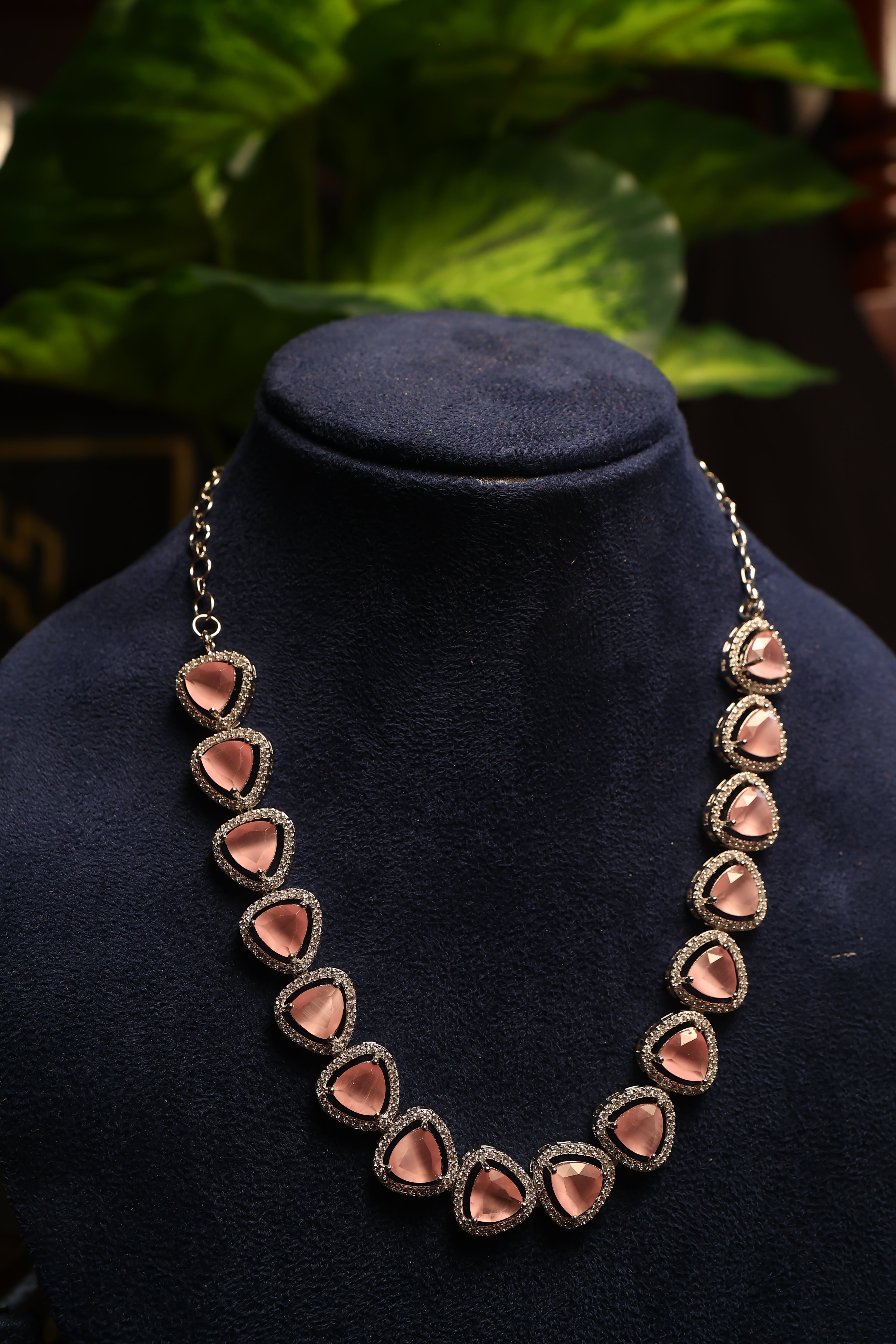 Vibrant Diamond AD Necklace with Earrings