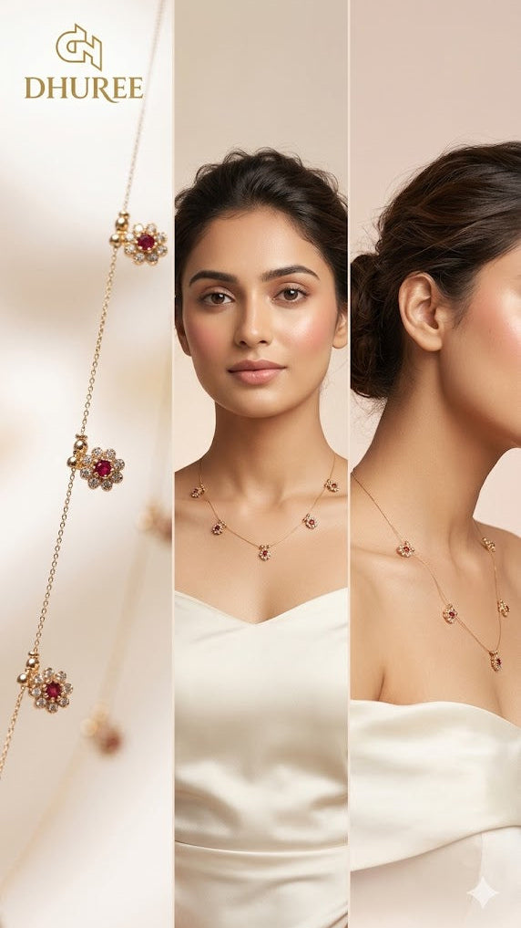 Invisible Flower Chain with Earrings