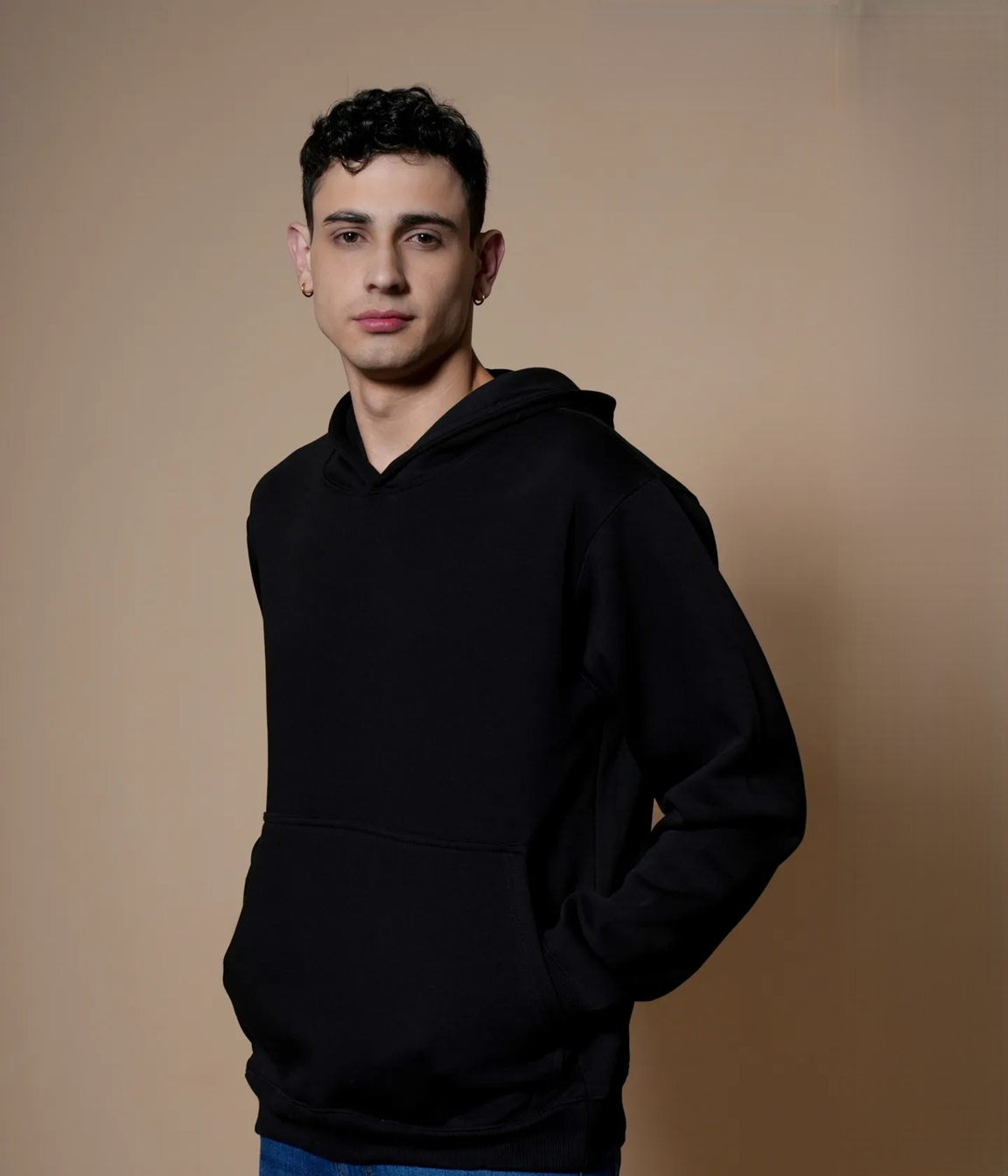 Plain Black unisex relaxed fit hoodies