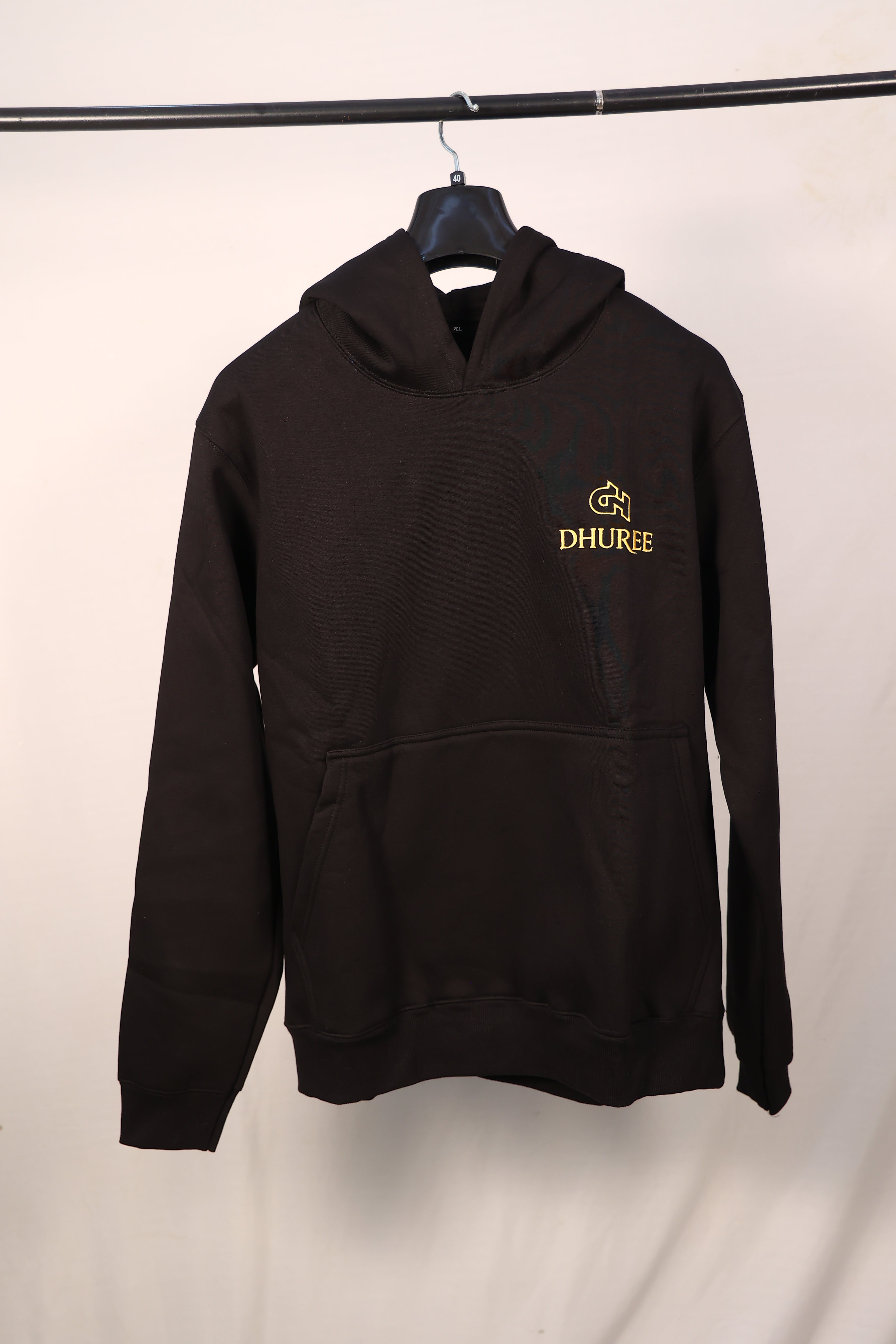 Black unisex premium hoodie with Logo Embroidery.