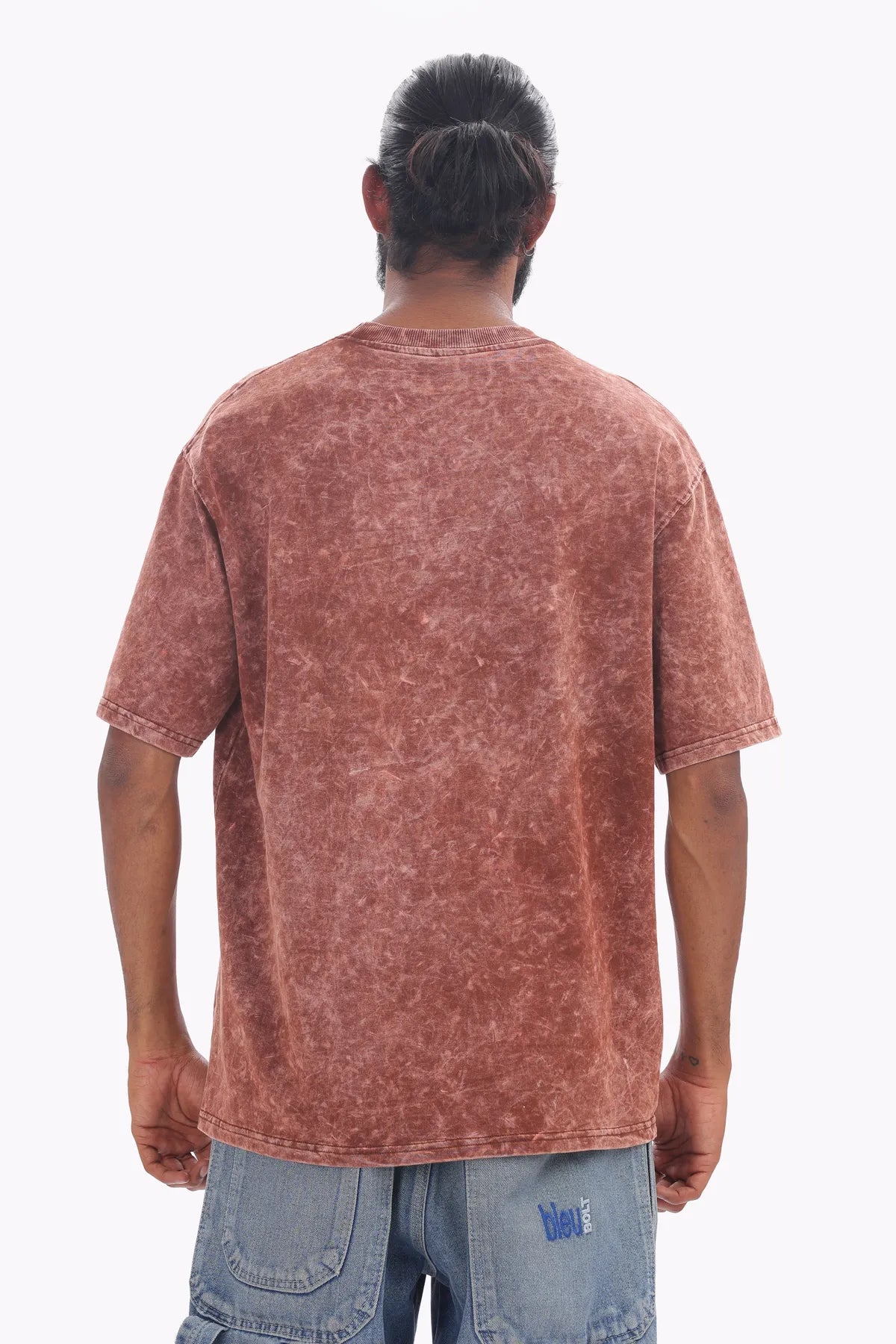 Plain Acid Wash Chocolate Brown Premium Cotton Over sized T Shirt for Men