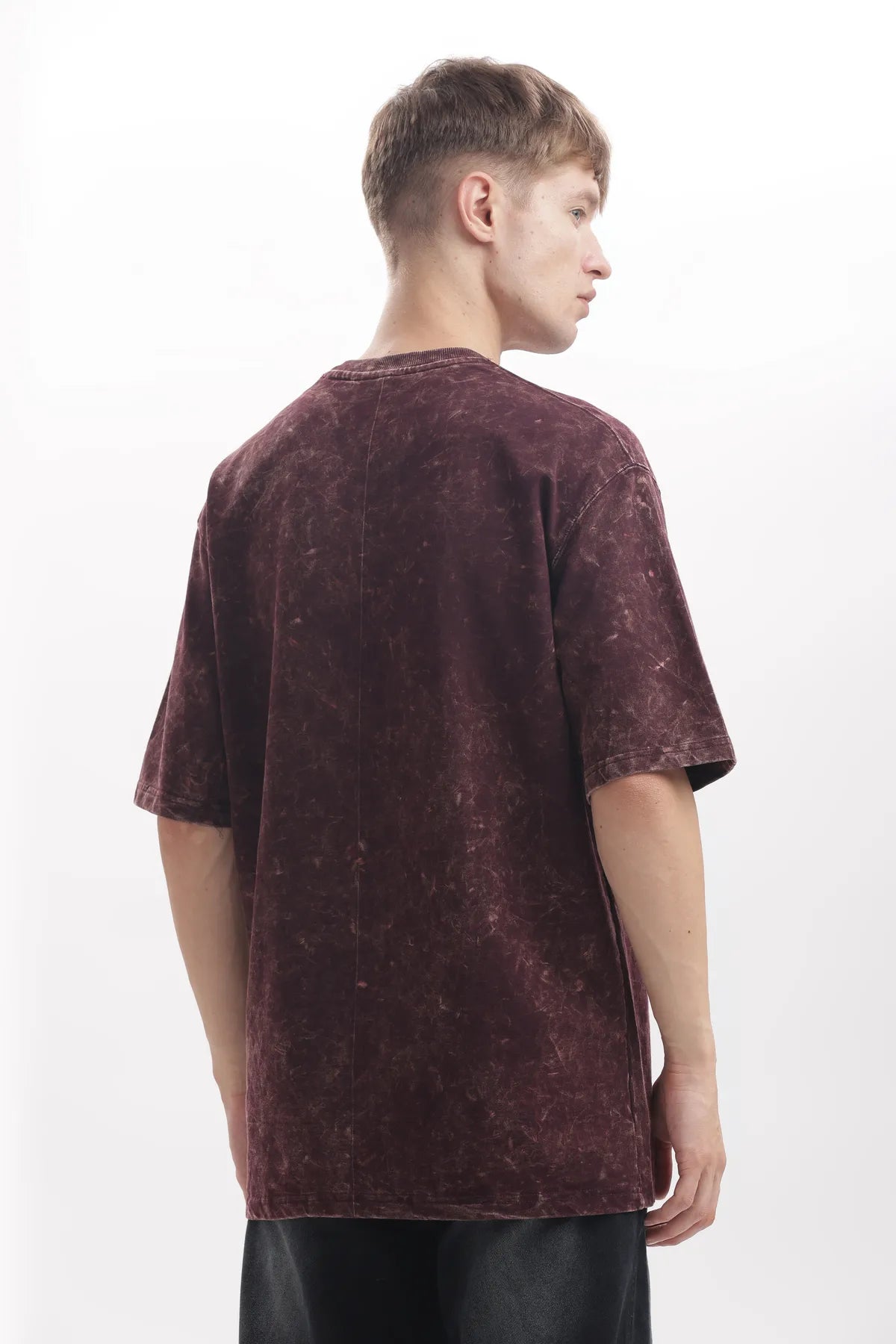 Plain Acid Wash Grape Wine Premium Cotton Over sized T Shirt for Men