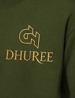 Olive green Relaxed Fit Sweatshirt for Unisex with Logo Embroidery.