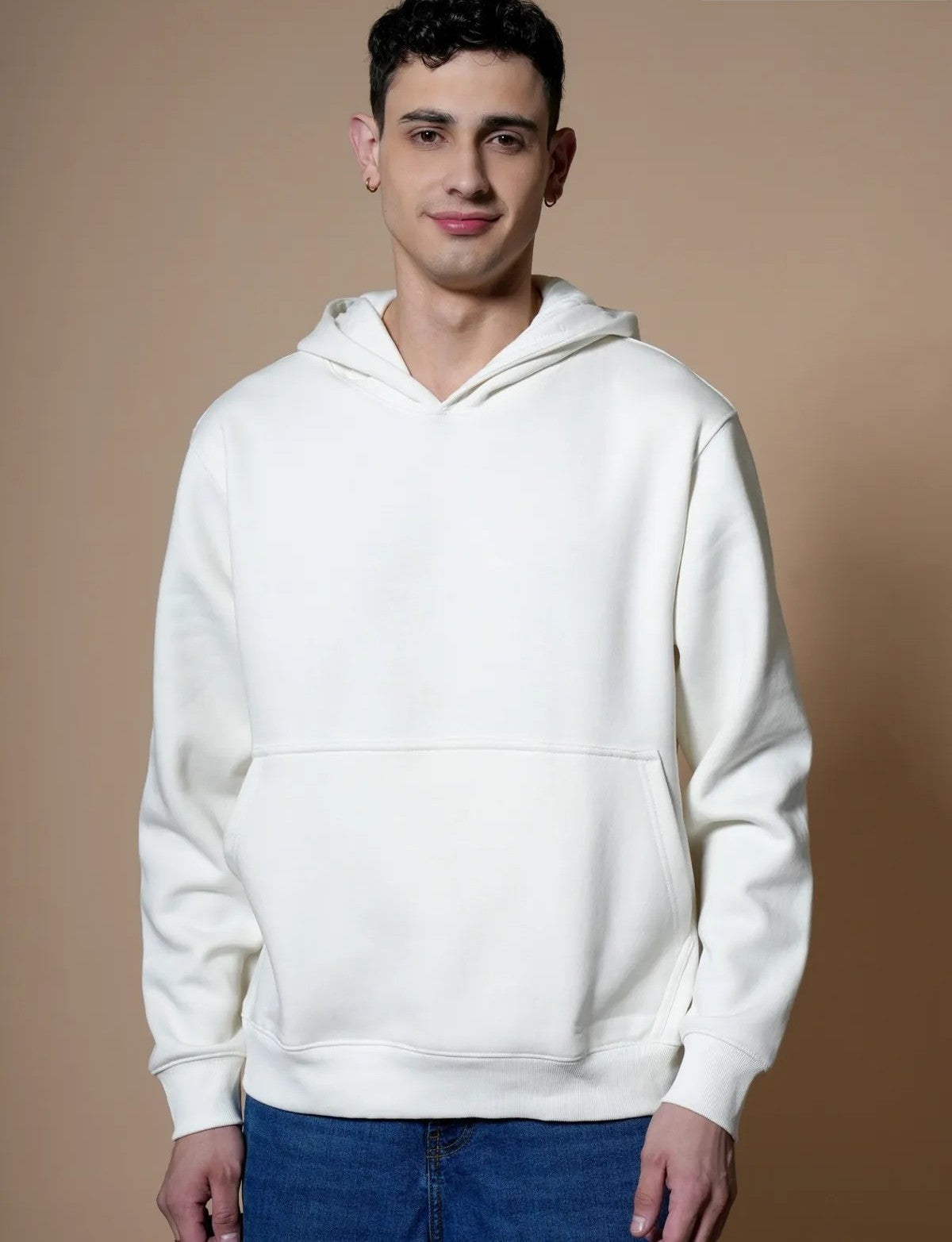 White unisex premium hoodie with Logo Embroidery.