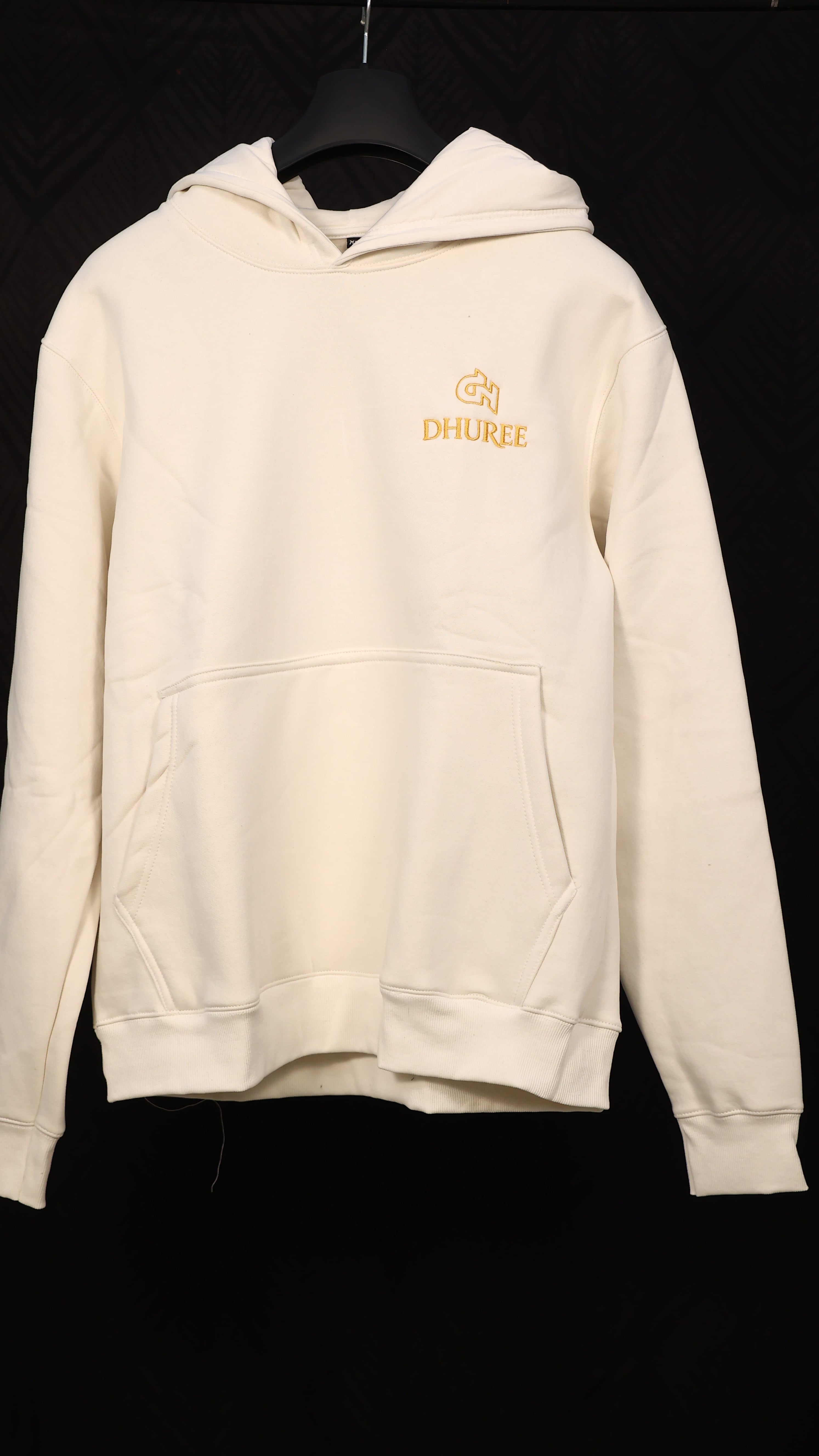 White unisex premium hoodie with Logo Embroidery.