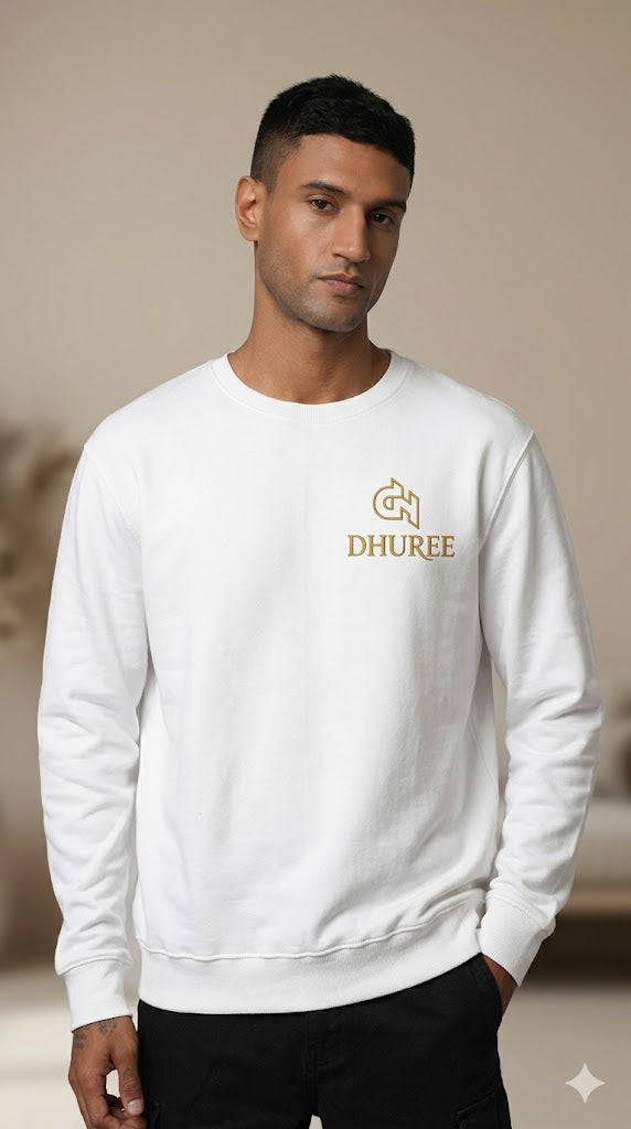 White Relaxed Sweatshirts for Men with Logo Embroidery.