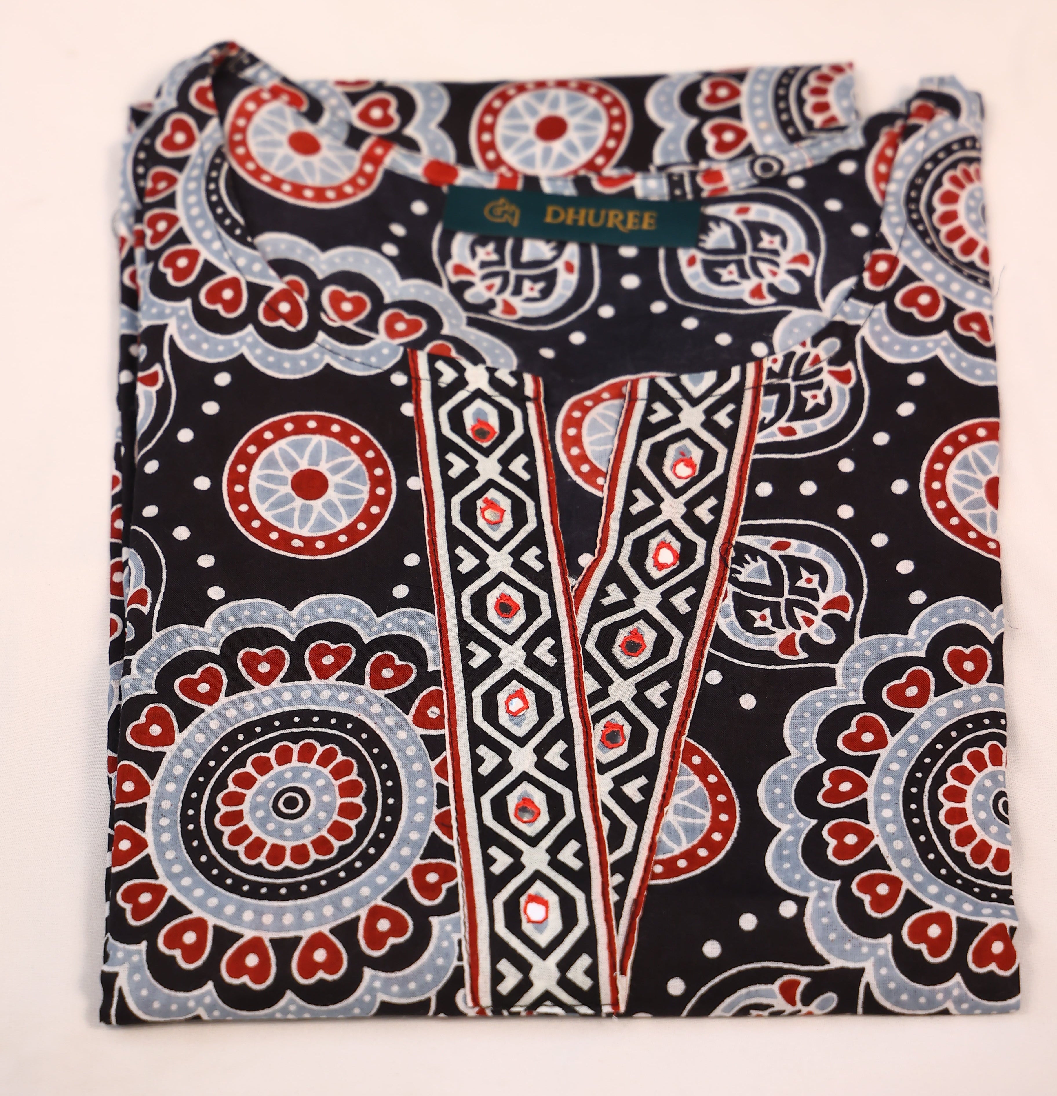 Black Cotton Printed Dupatta & Kurta Set