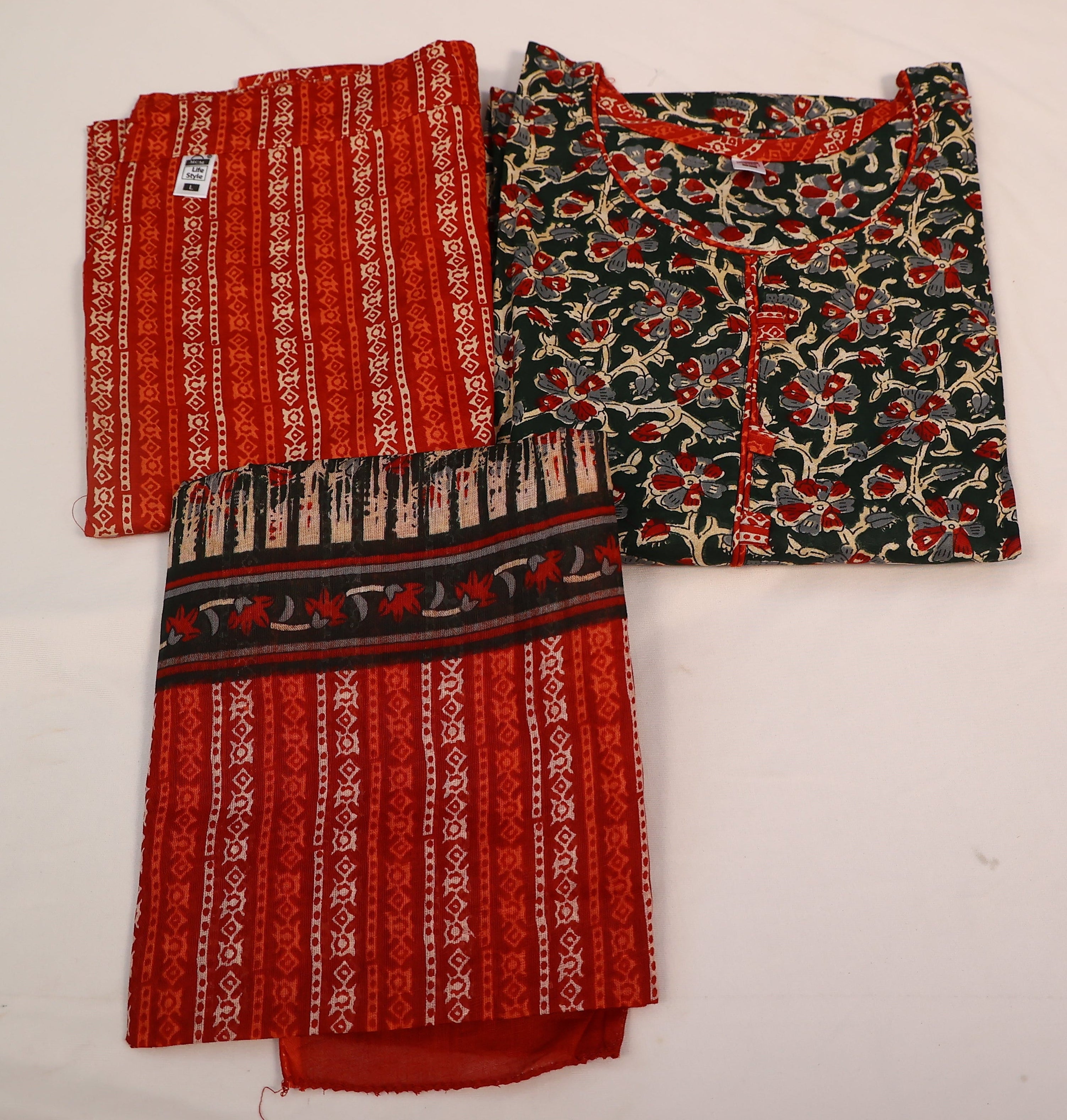 Green Round-Neck Cotton Kurta Set