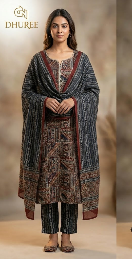 Pure Cotton Floral Printed Straight Kurta Set