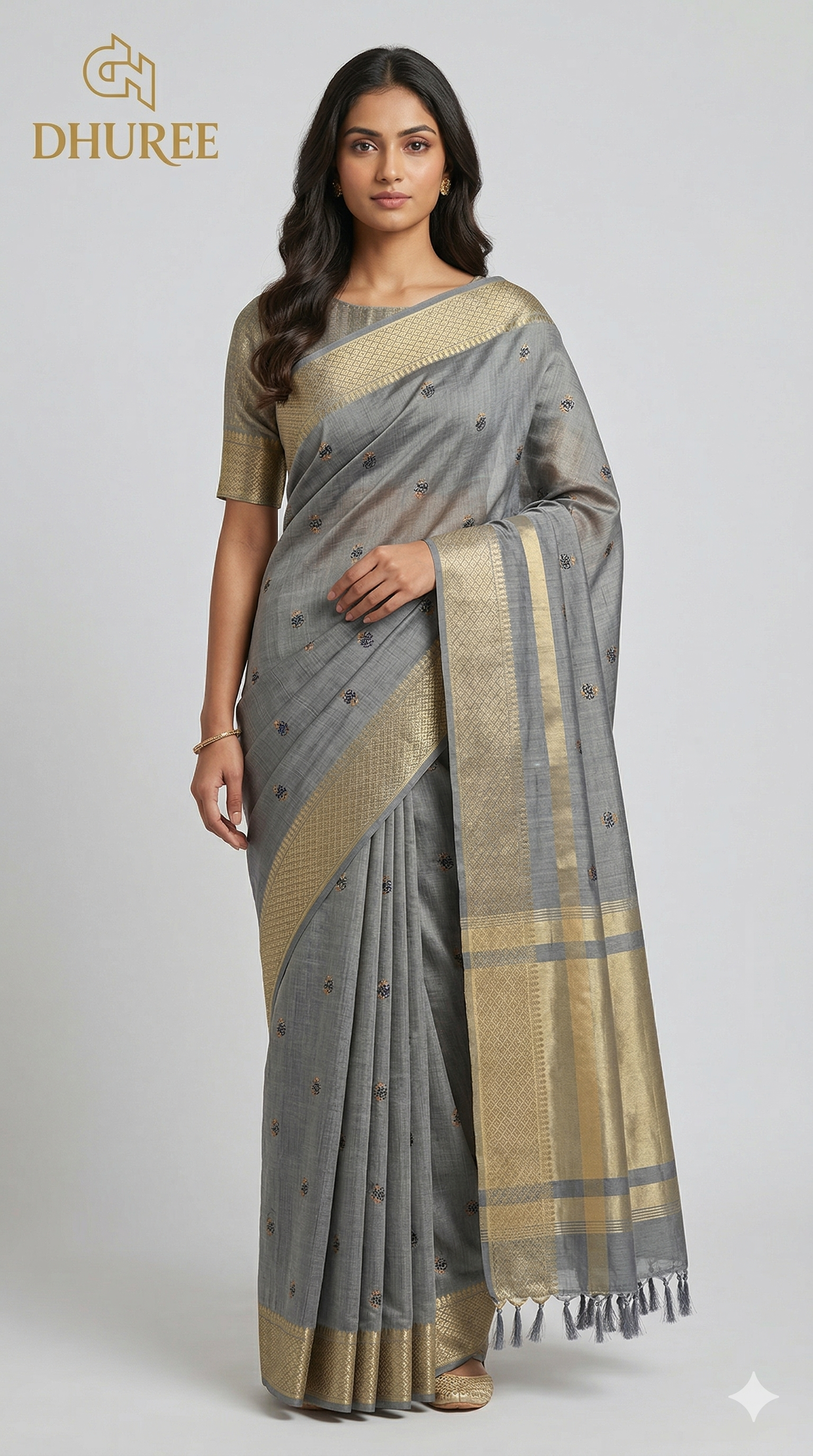 - DHUREE LINEN SAREE.