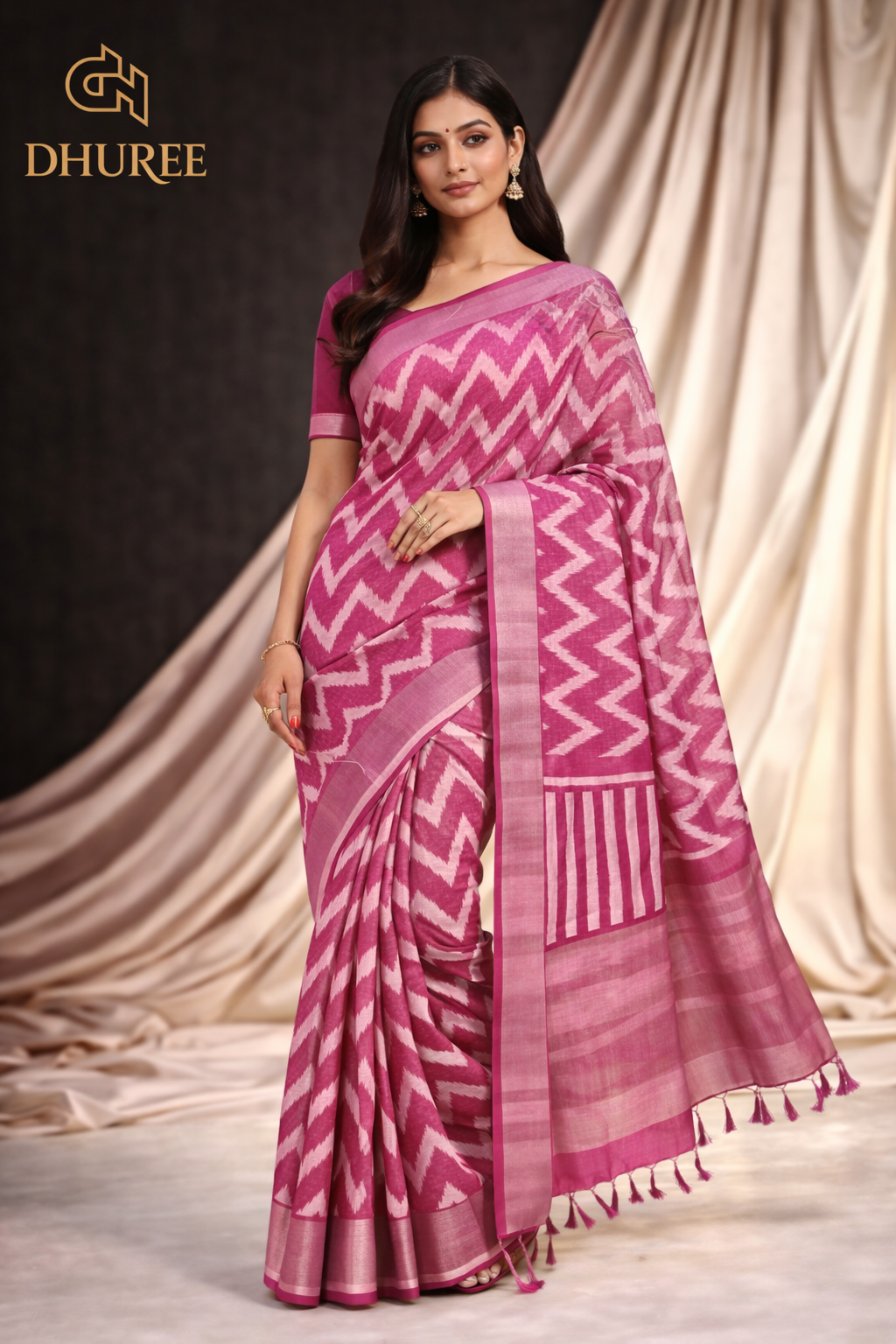 - DHUREE LINEN SAREE.