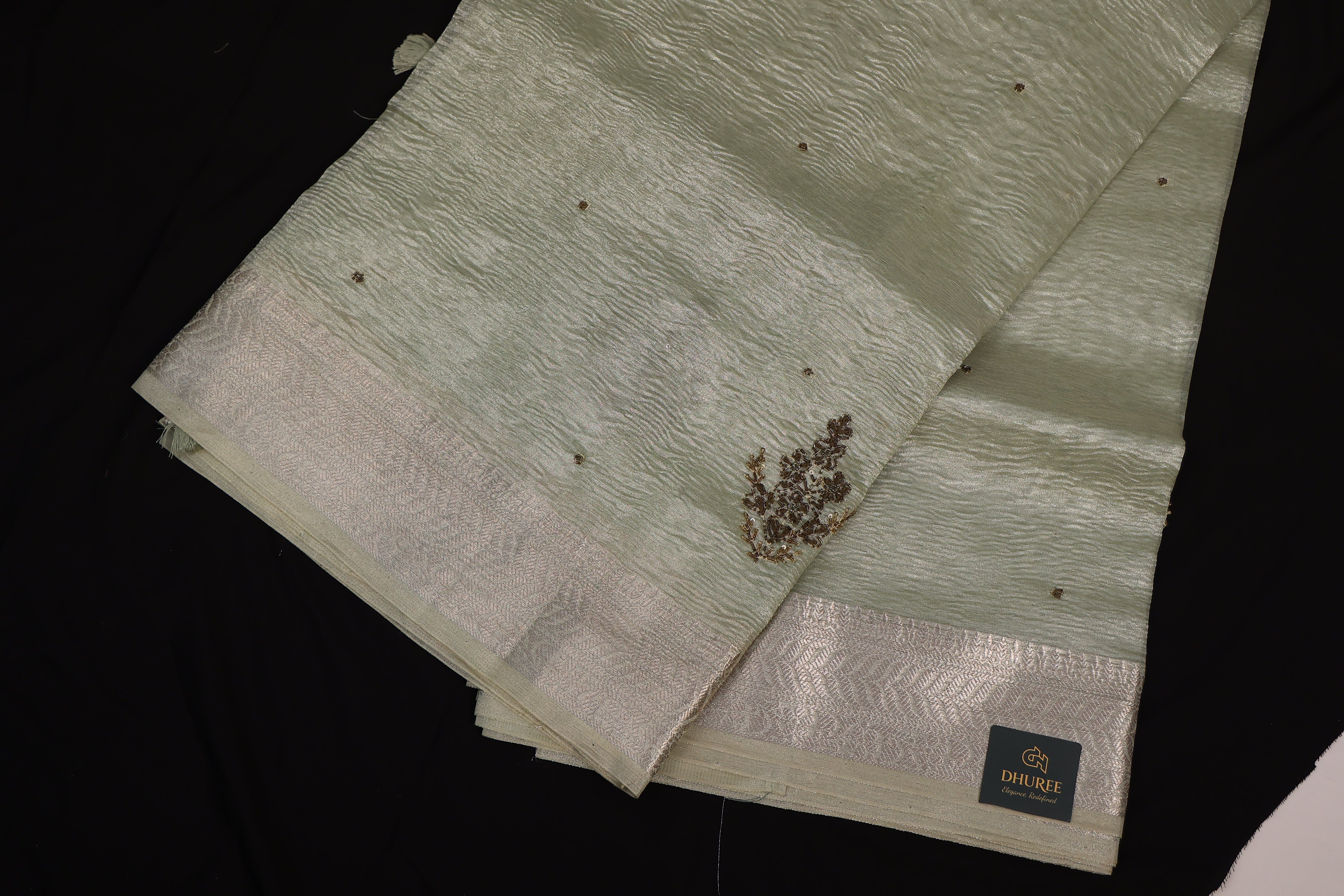 DHUREE Handwoven Antique Tissue Saree