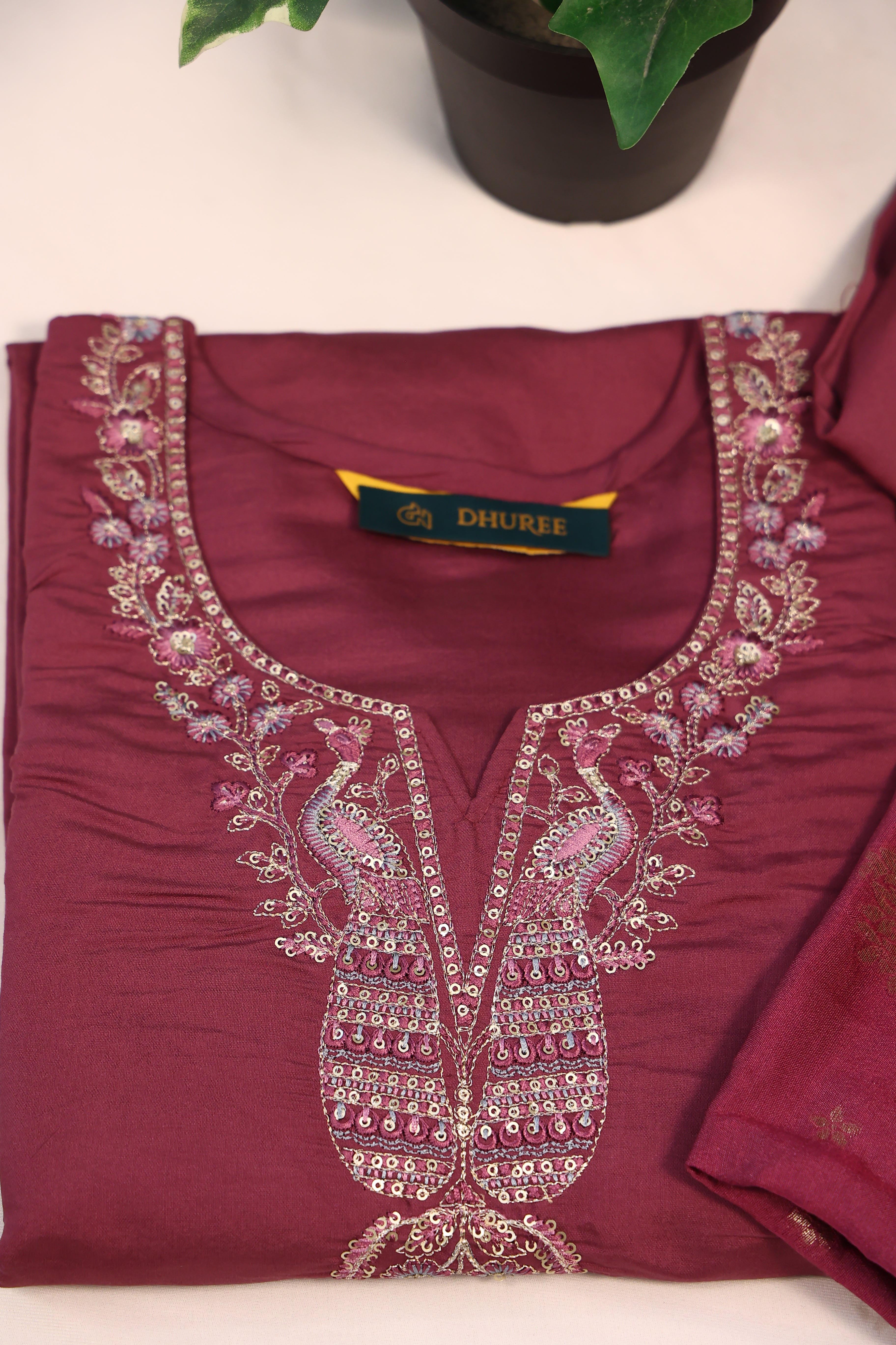 Women Chanderi Silk Zari Embroidered Straight Kurta With Palazzo & Dupatta Set