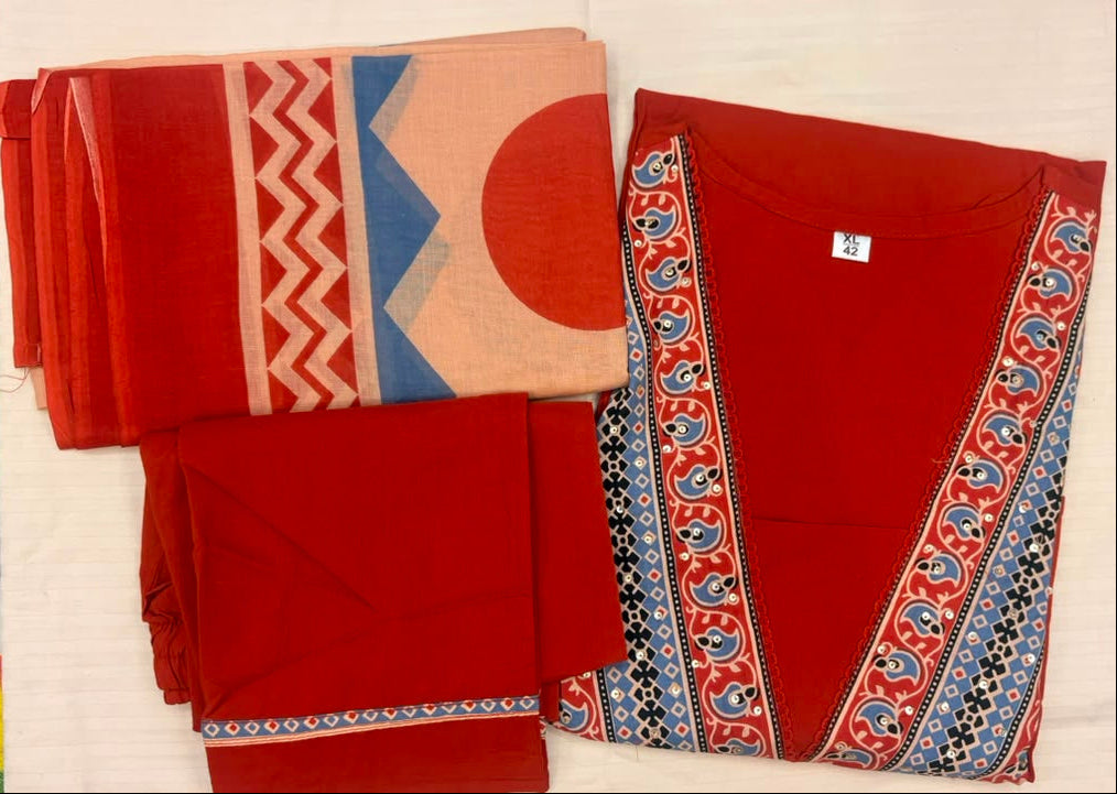 Women's Pure Cotton Floral Printed Straight Kurta Set