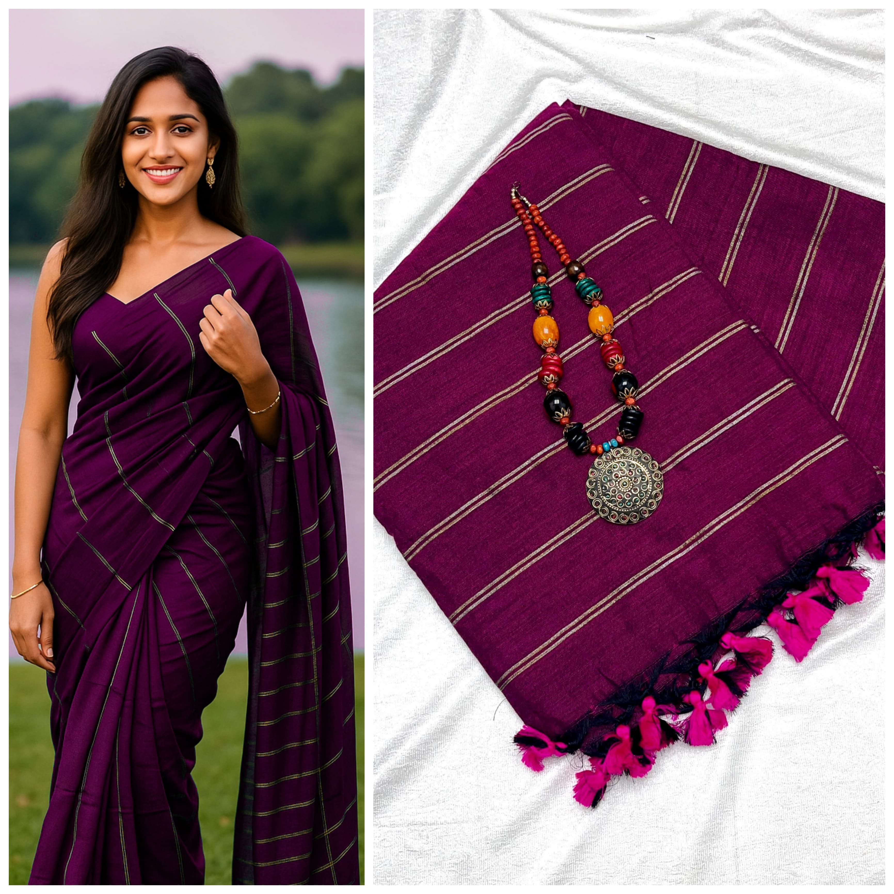DHUREE KORVAI BORDER SILK COTTON SAREES