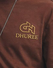 Brown Mens Round Neck Solid Oversized T-shirt with Logo Embroidery.