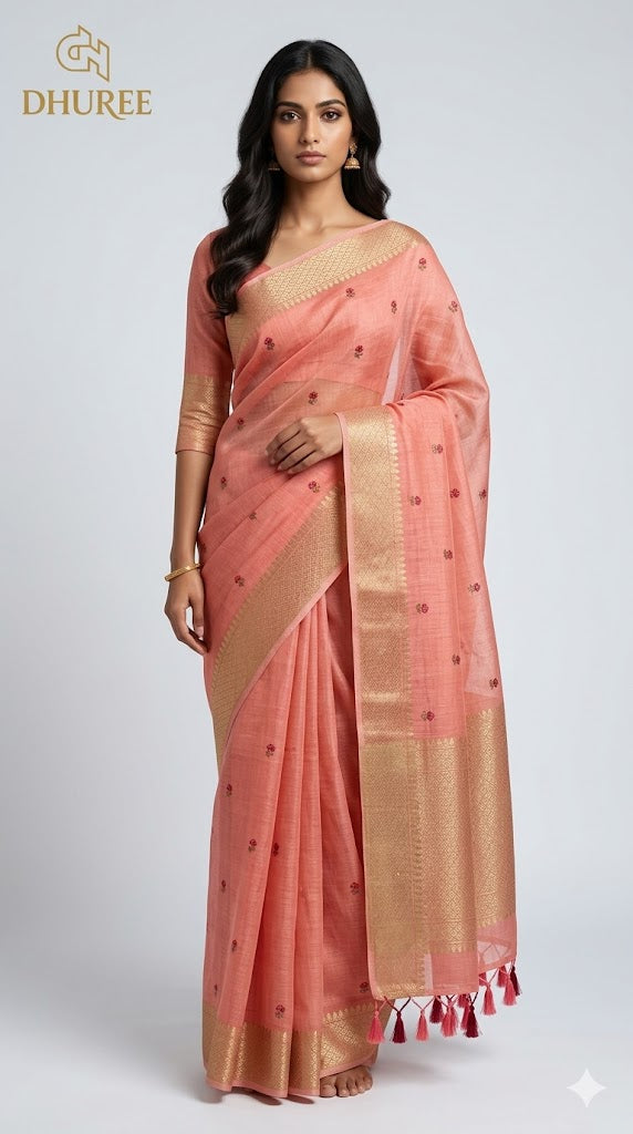 - DHUREE LINEN SAREE.