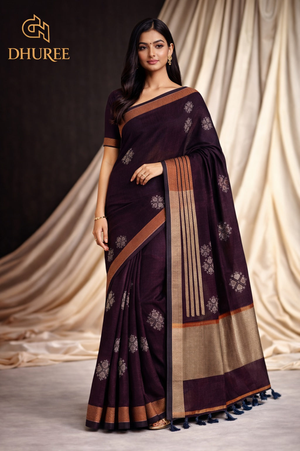 - DHUREE LINEN SAREE.