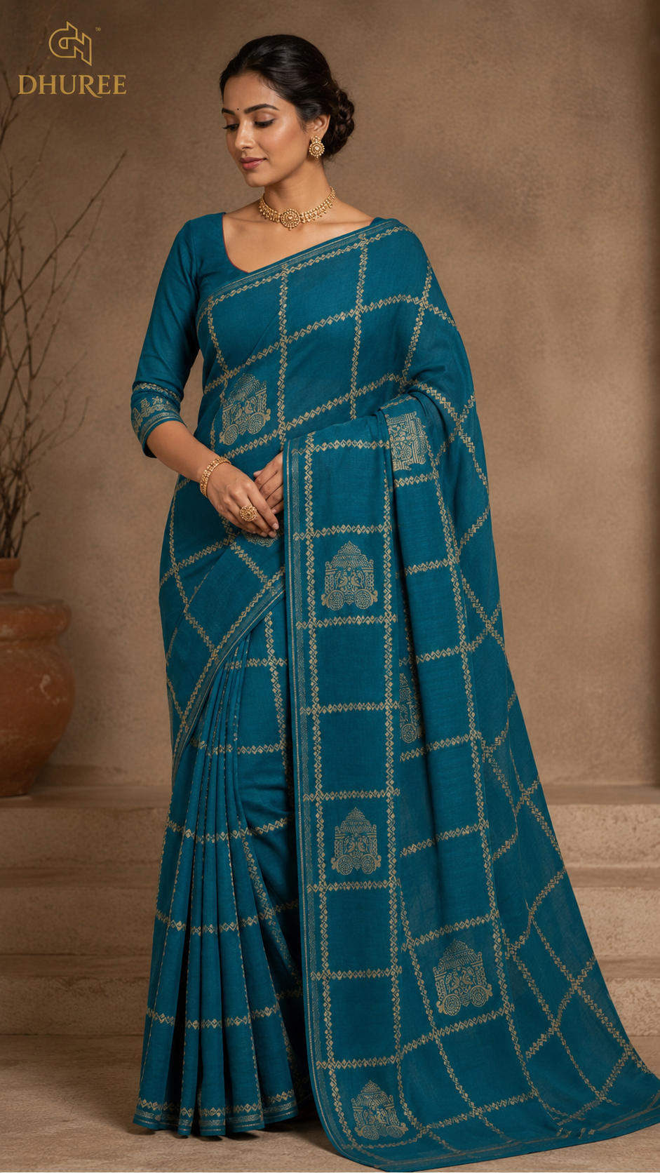 DHUREE  CHECK SOFT SILK  SAREES