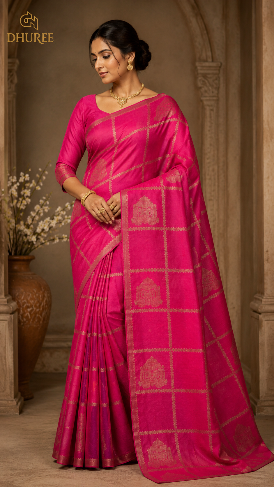 DHUREE  CHECK SOFT SILK  SAREES