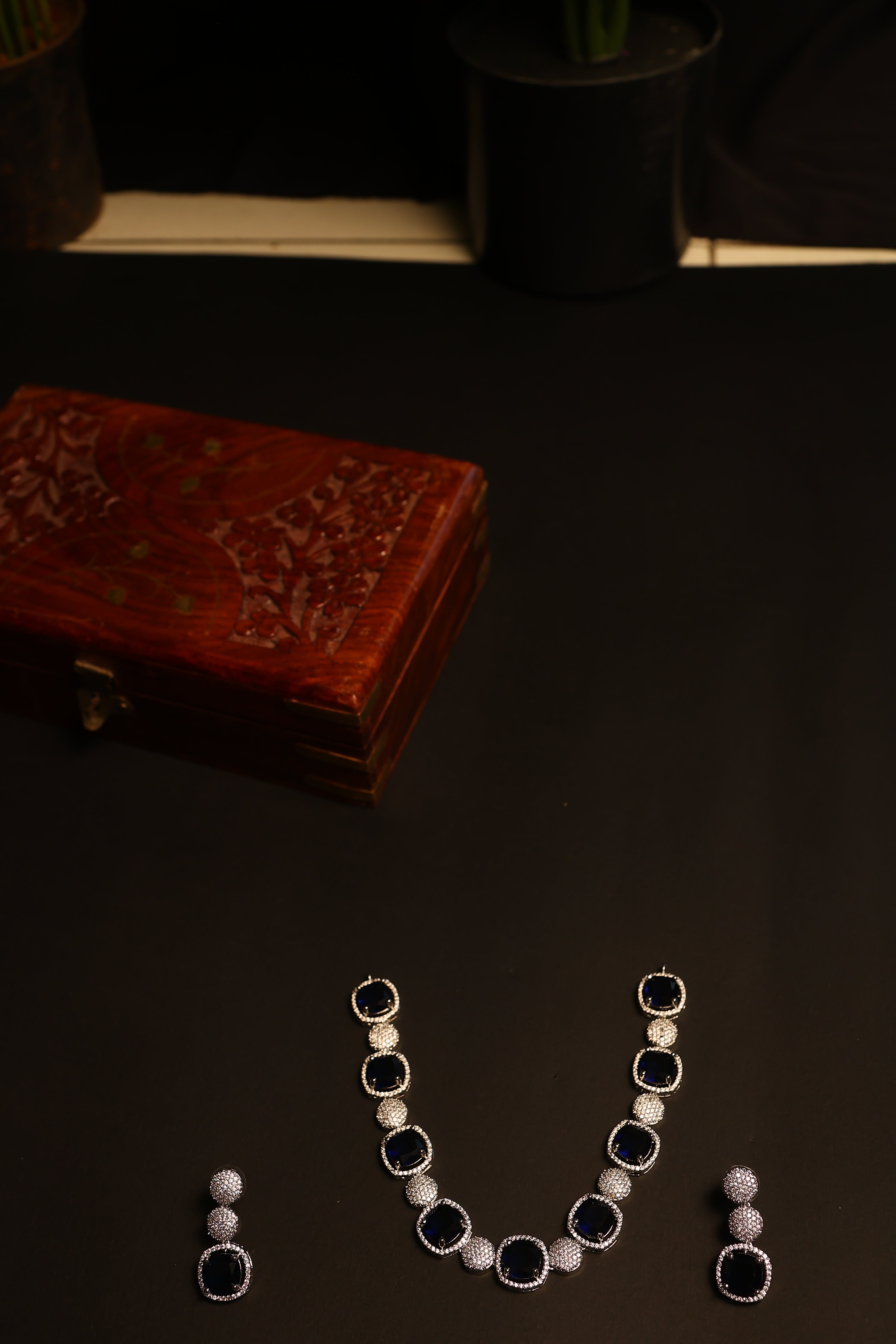 Vibrant Diamond AD Necklace with Earrings.