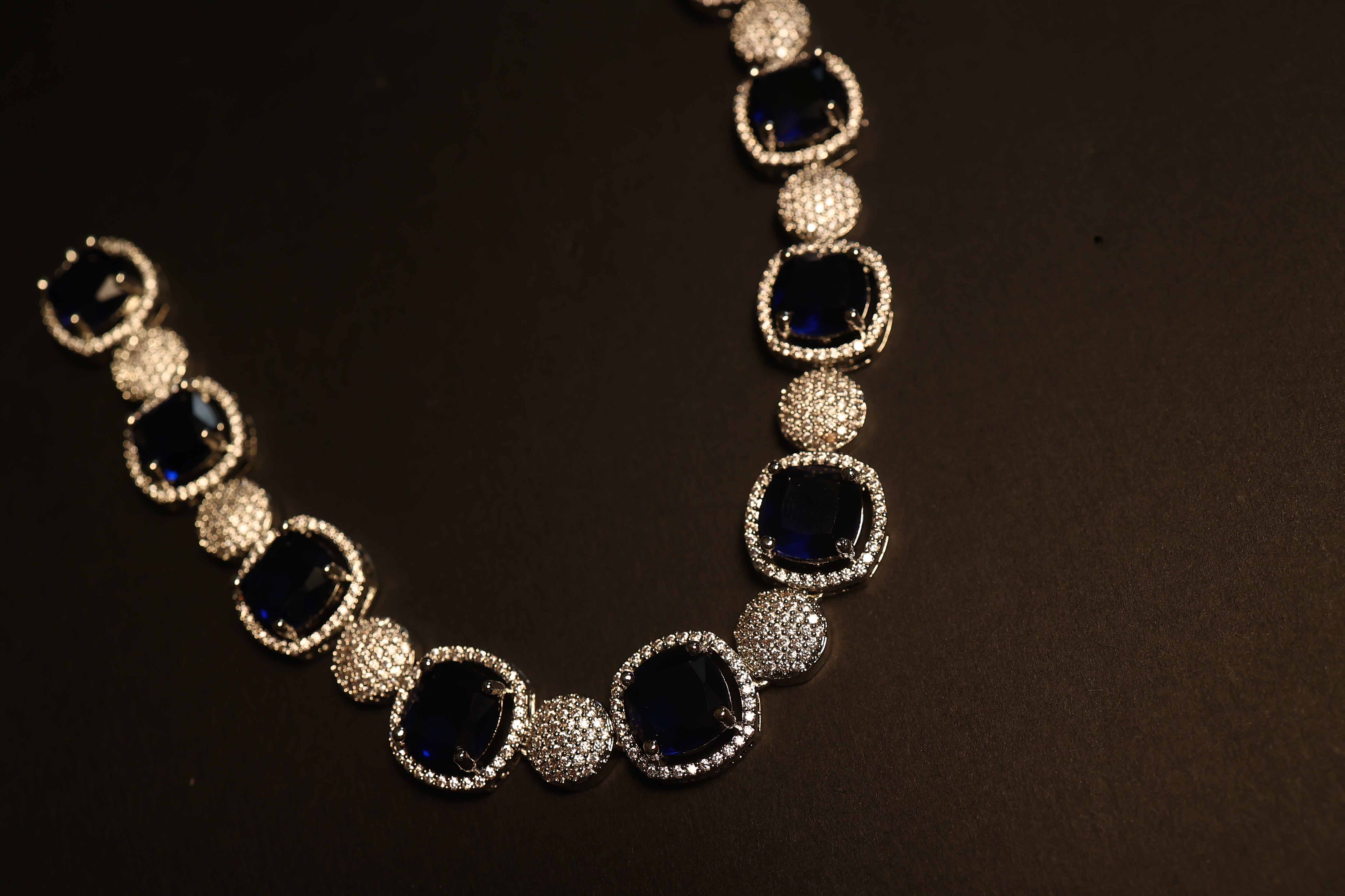 Vibrant Diamond AD Necklace with Earrings.