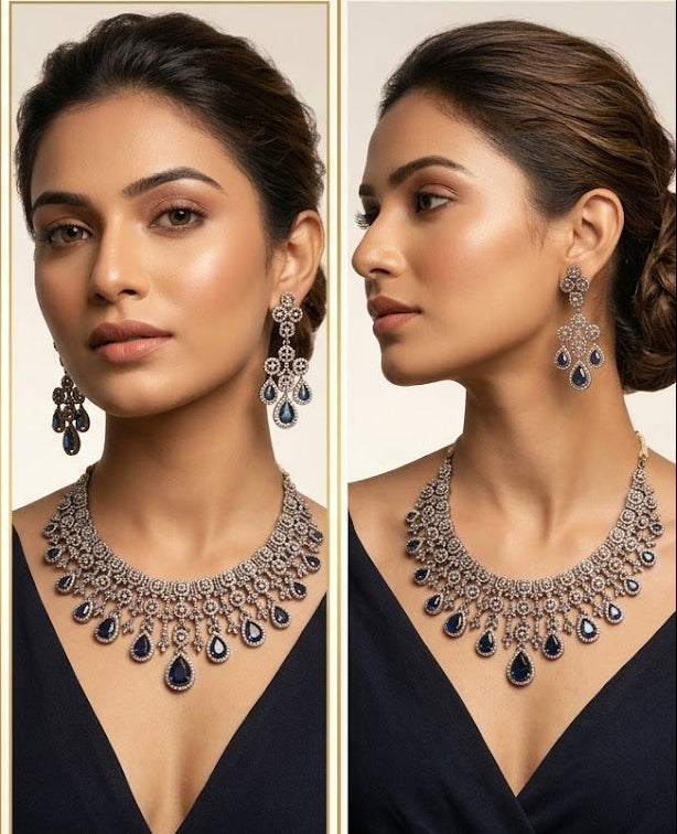 Purple Drop Grand Ad Set with Earrings for Women