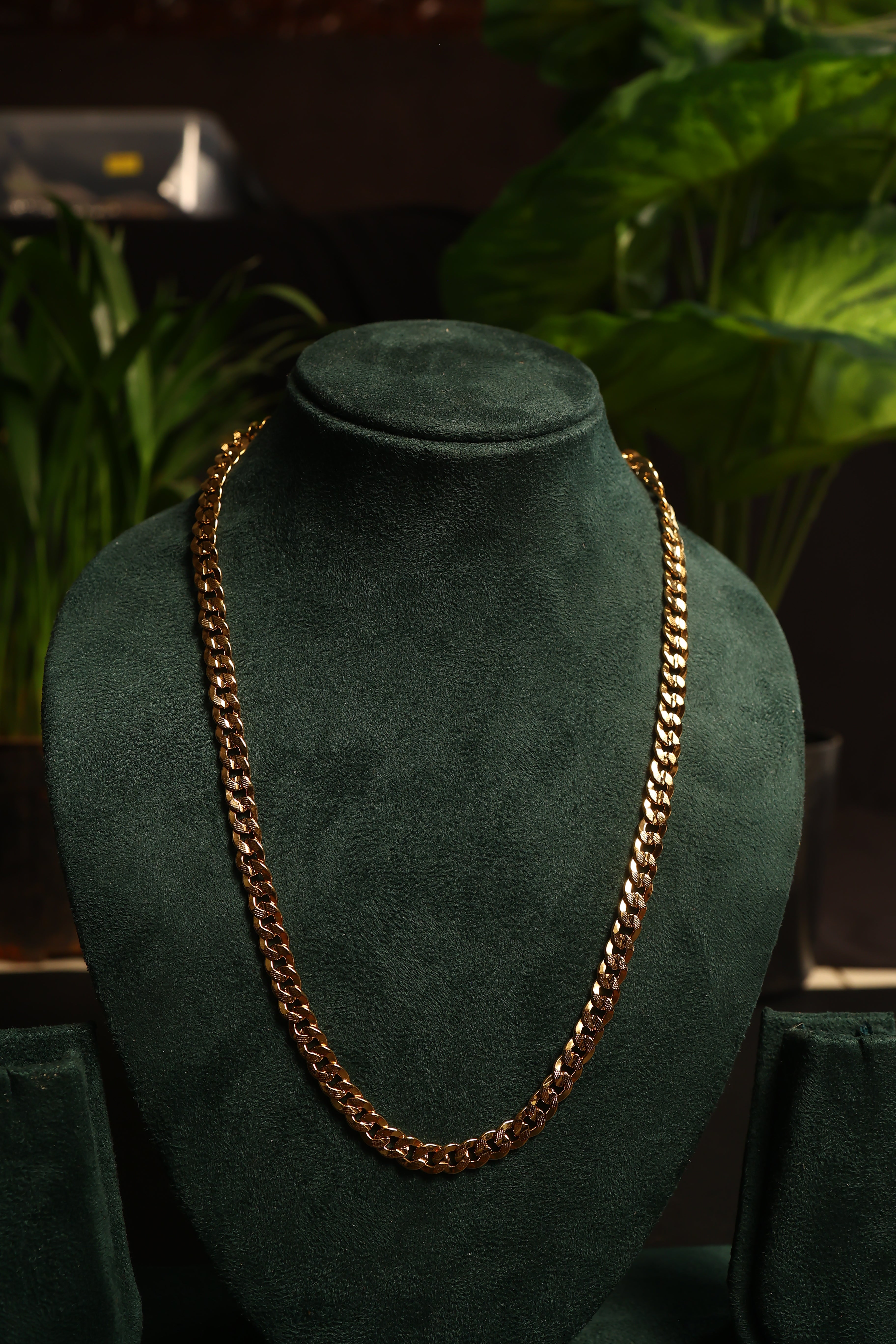 Men Gold-Plated Stainless Steel Biscuit Shaped Chain