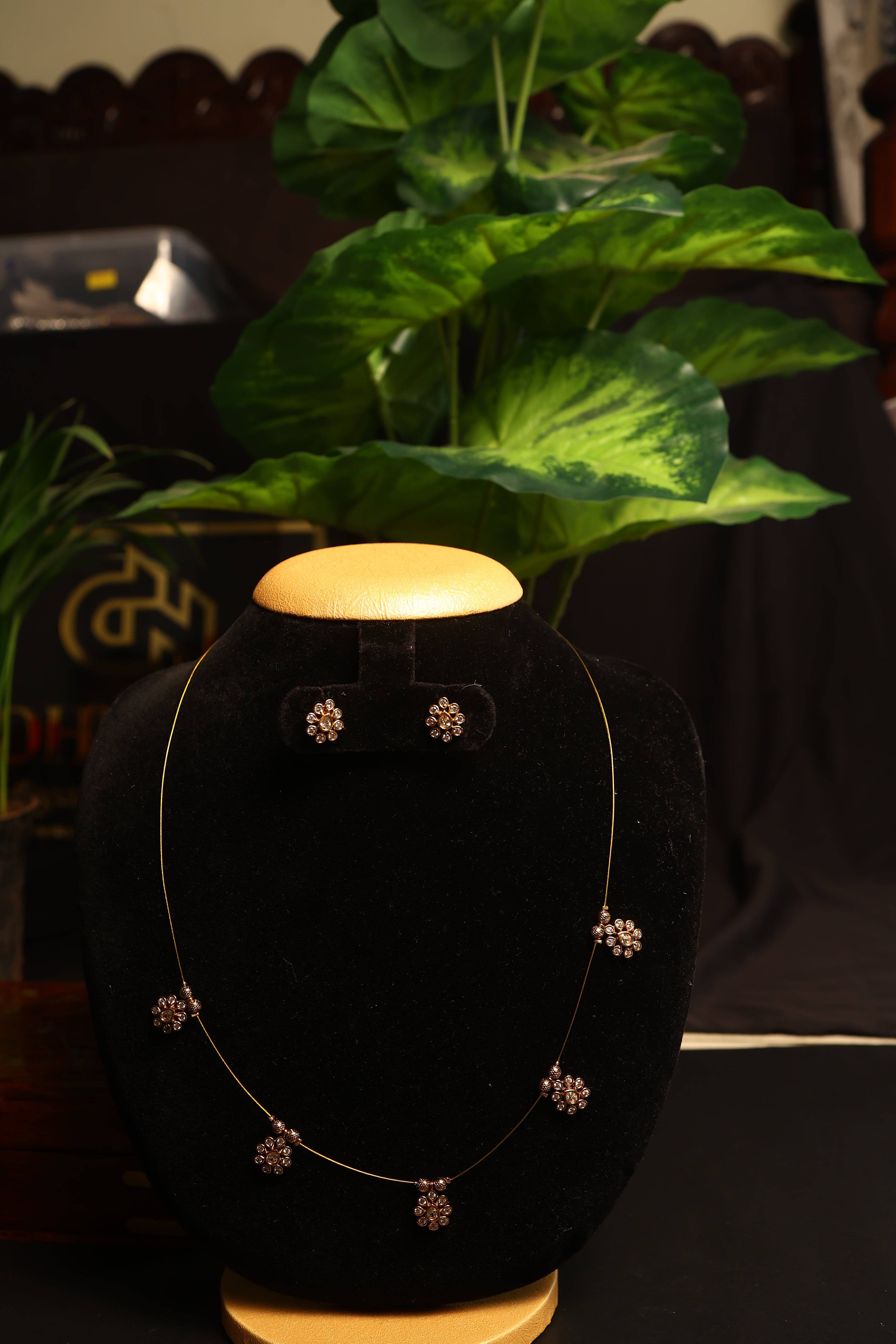 Invisible Flower Chain with Earrings