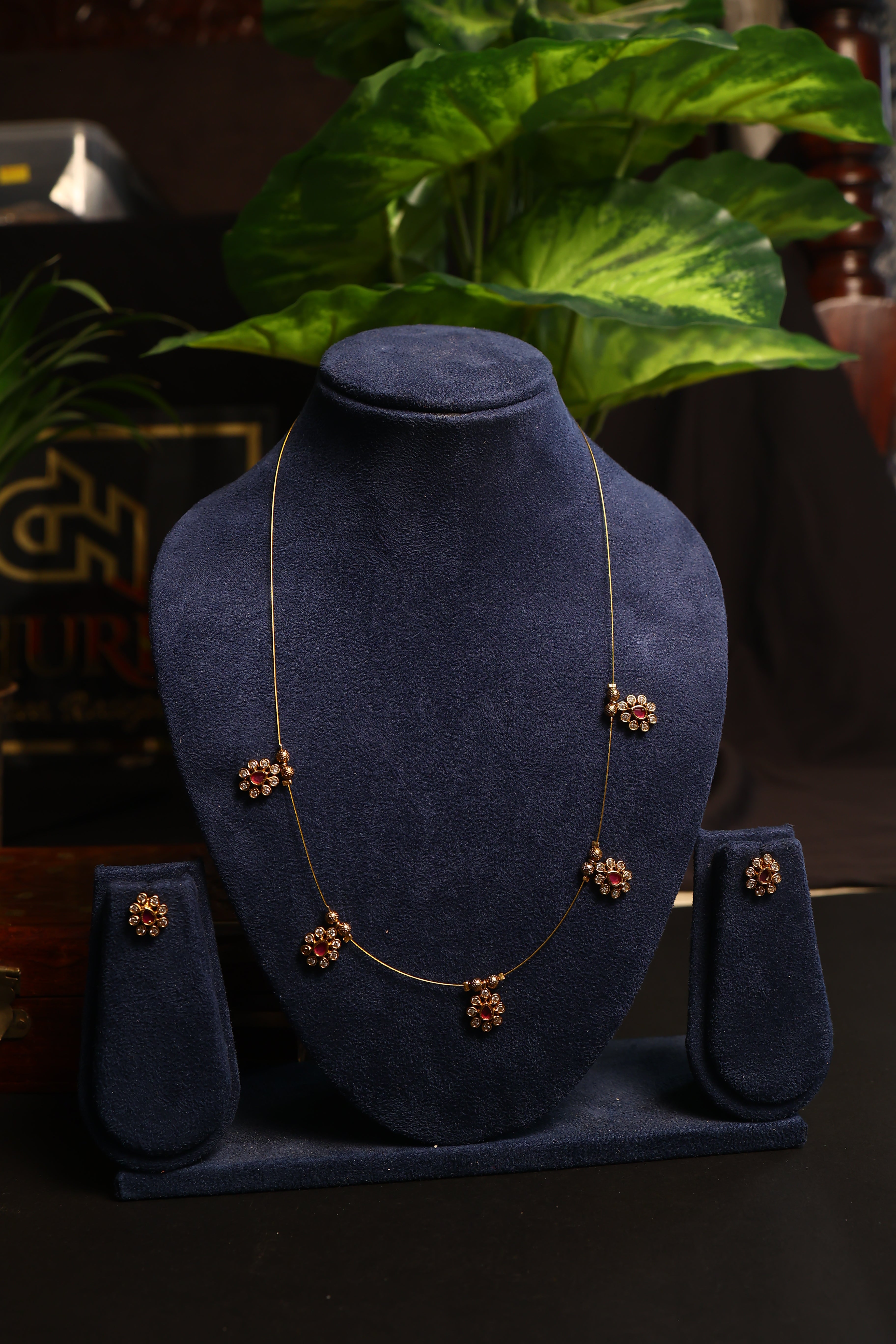 Invisible Flower Chain with Earrings