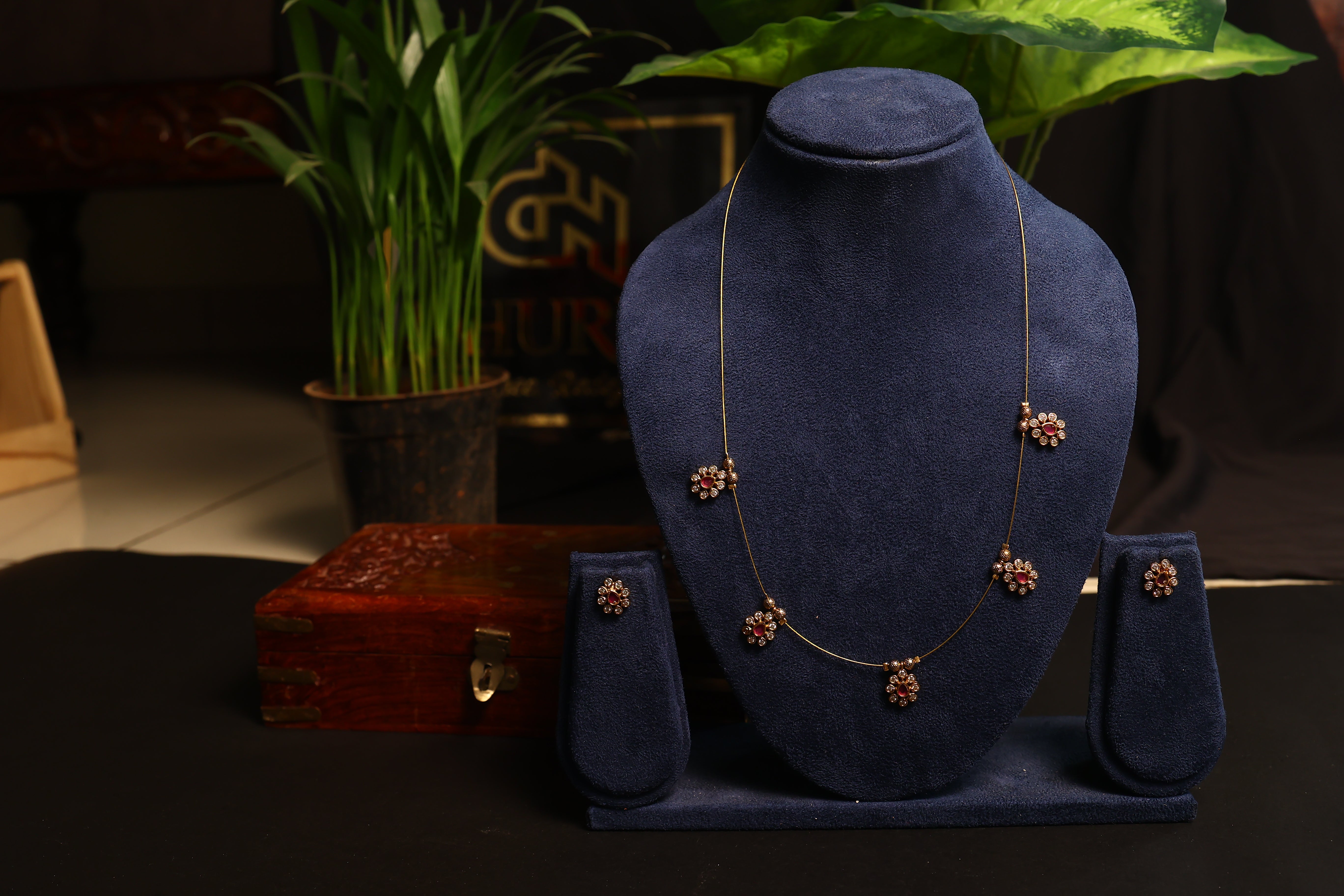 Invisible Flower Chain with Earrings