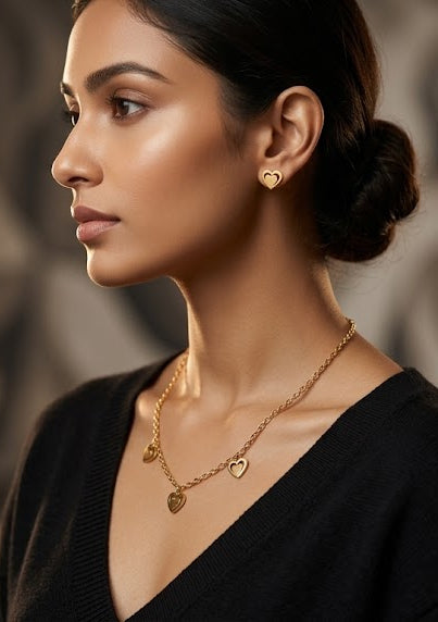 Gold Plated  Tear Drop Delicate Chain Jewellery Set