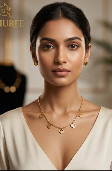 Gold Plated  Tear Drop Delicate Chain Jewellery Set