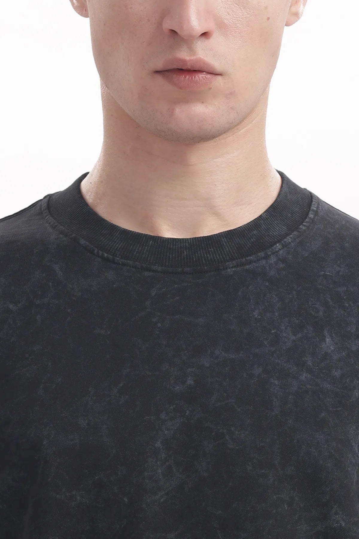 Plain Acid Wash Black Premium Cotton Over sized T Shirt for Men