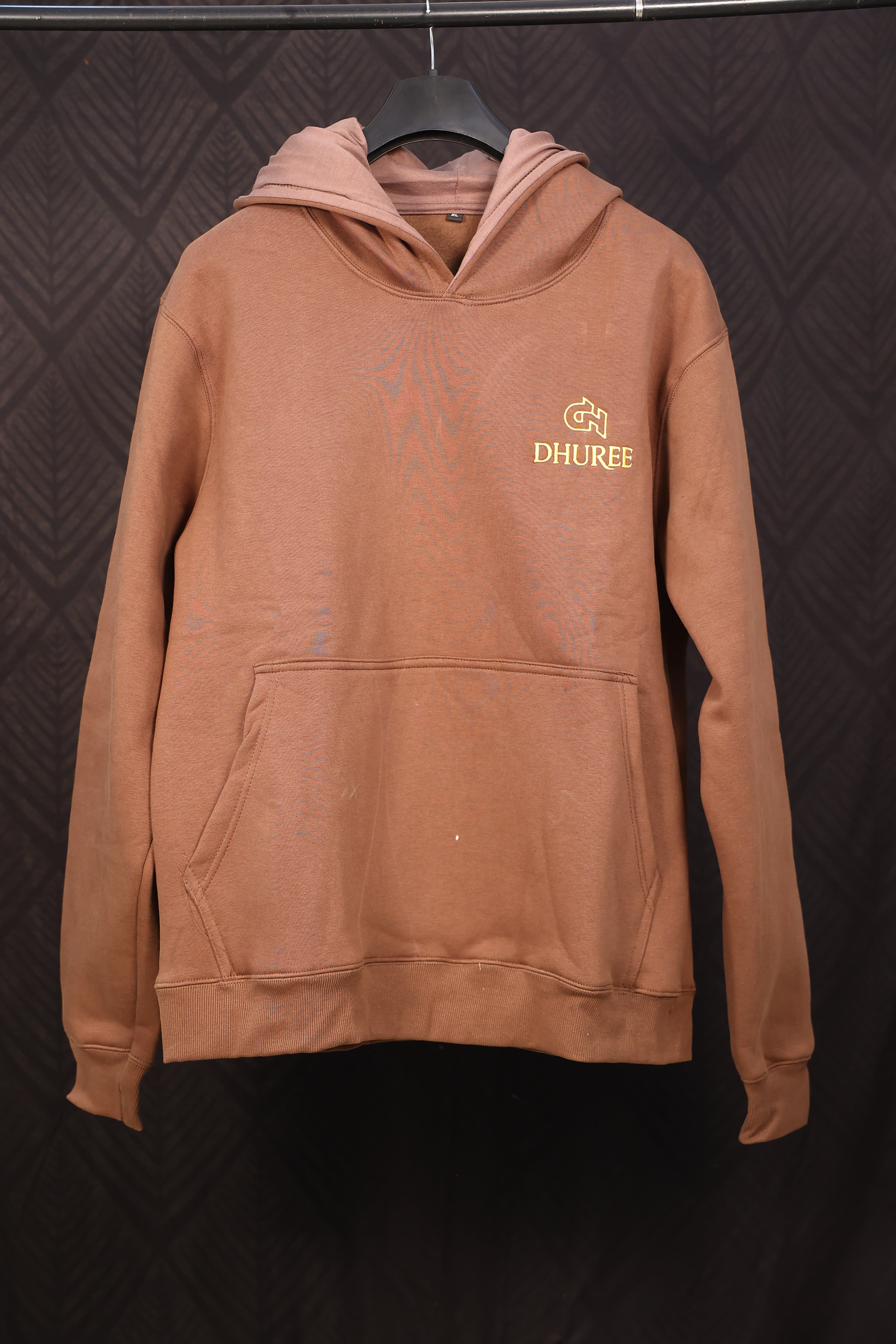 Brown unisex premium hoodies with Logo Embroidery