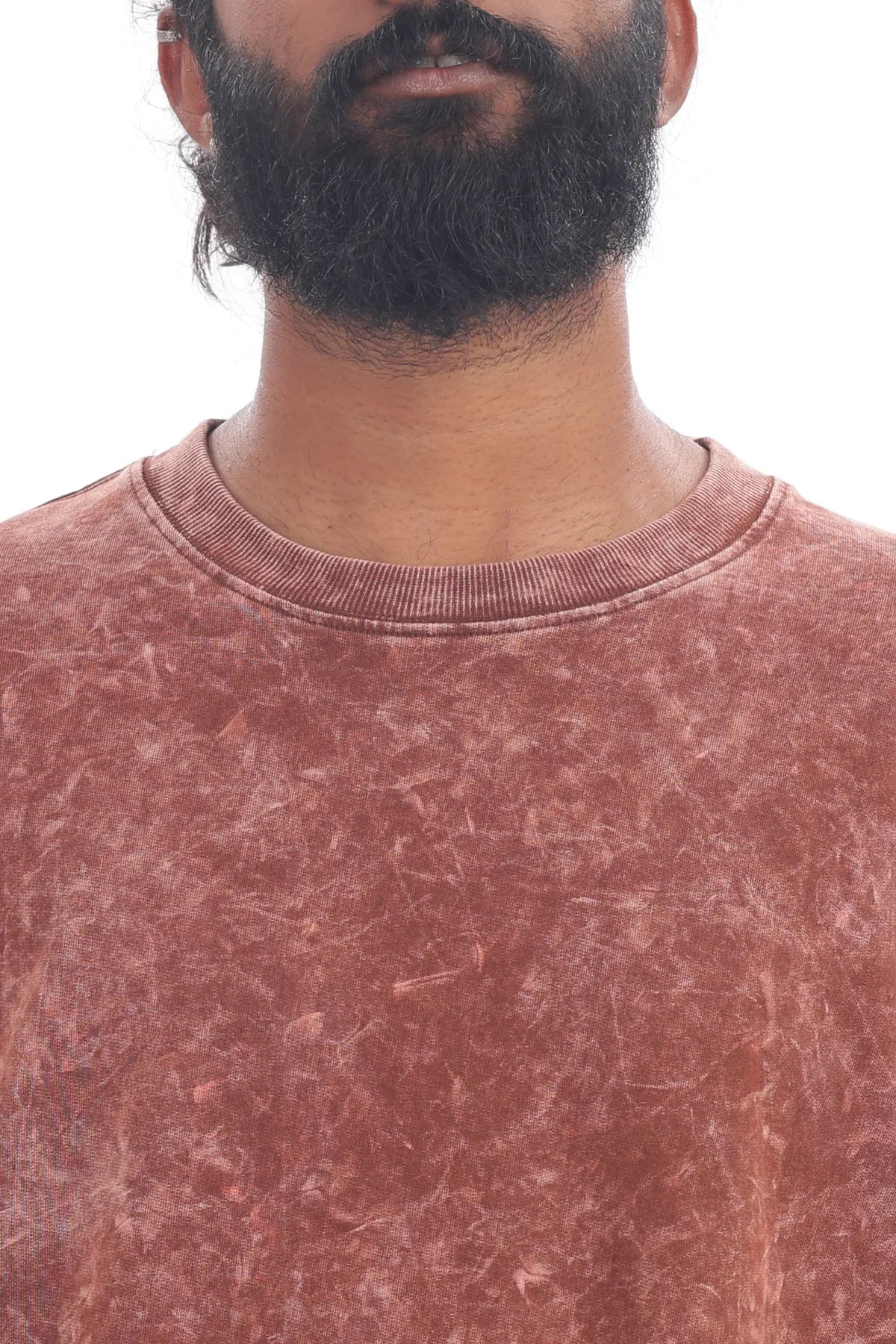 Plain Acid  Wash Chocolate Brown Premium Cotton Over sized T Shirt for Men