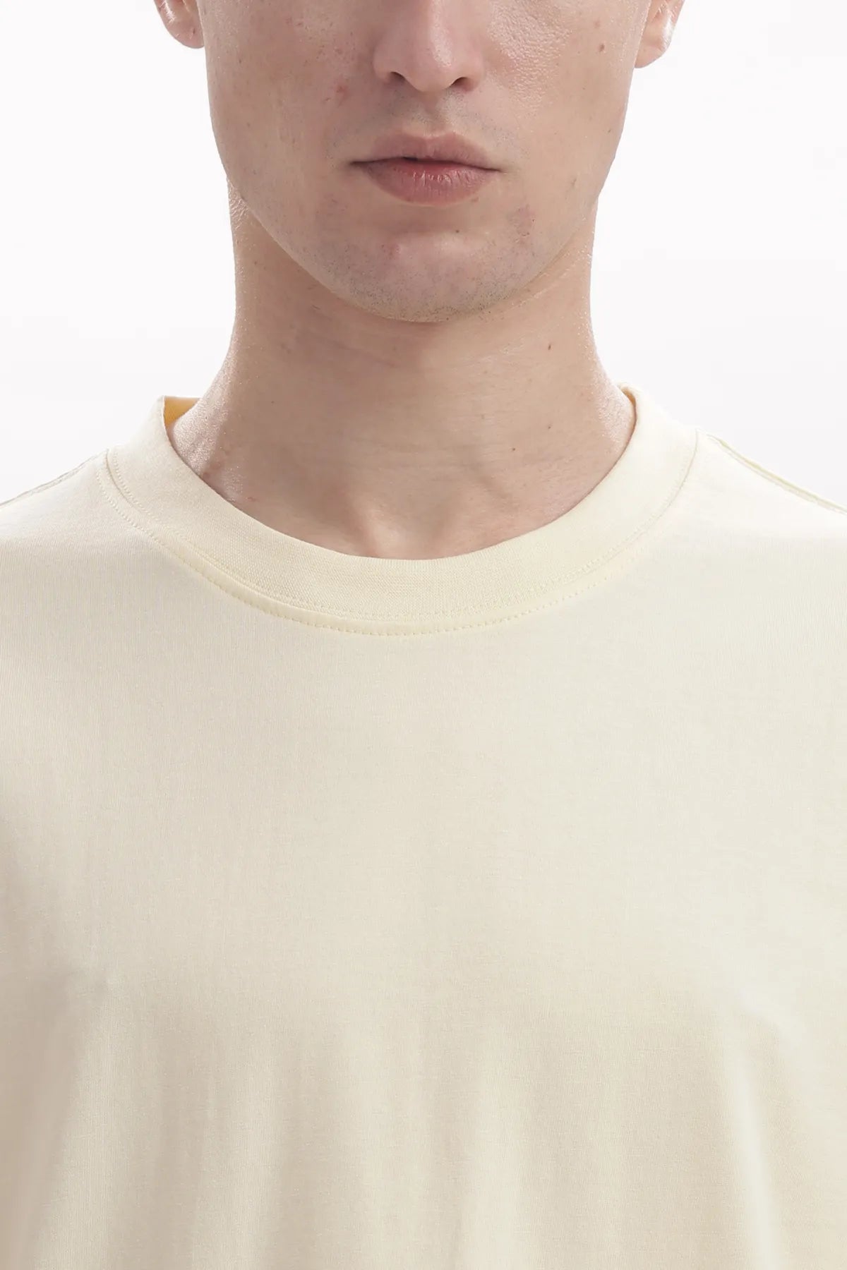 Stone Beige  Mens Oversized /drop shoulderdouble silicon wash( biowashed) with Logo Embroidery