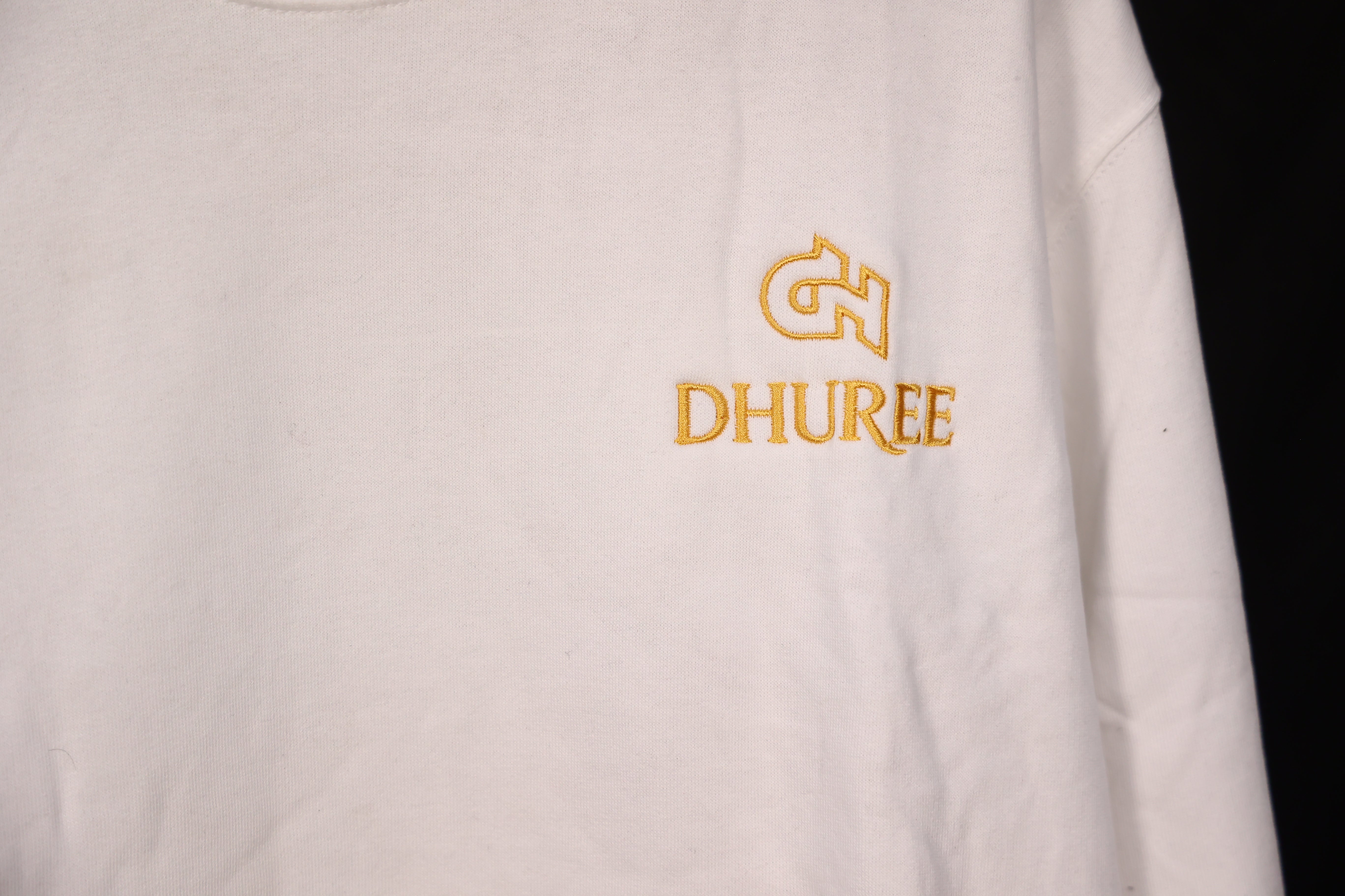 White  Men`s Round Neck Solid Oversized T-shirt with Logo Embroidery.
