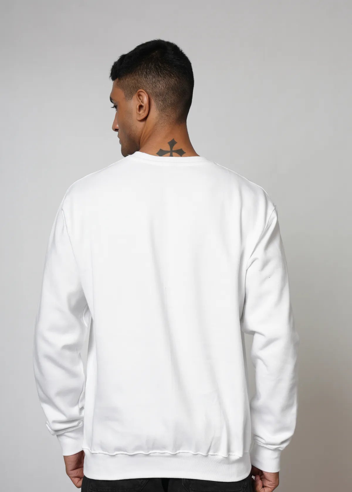 White Relaxed Sweatshirts for Men with Logo Embroidery.