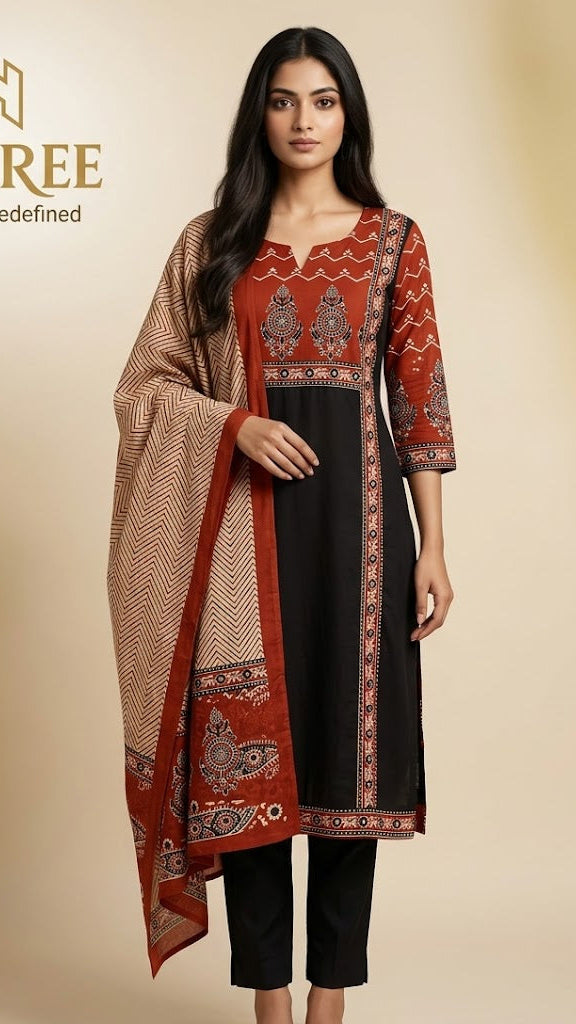 Pure Cotton Printed Straight Kurta Pant Set
