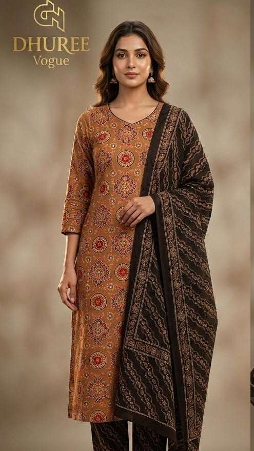 Pure Cotton Floral Printed Straight Kurta Set